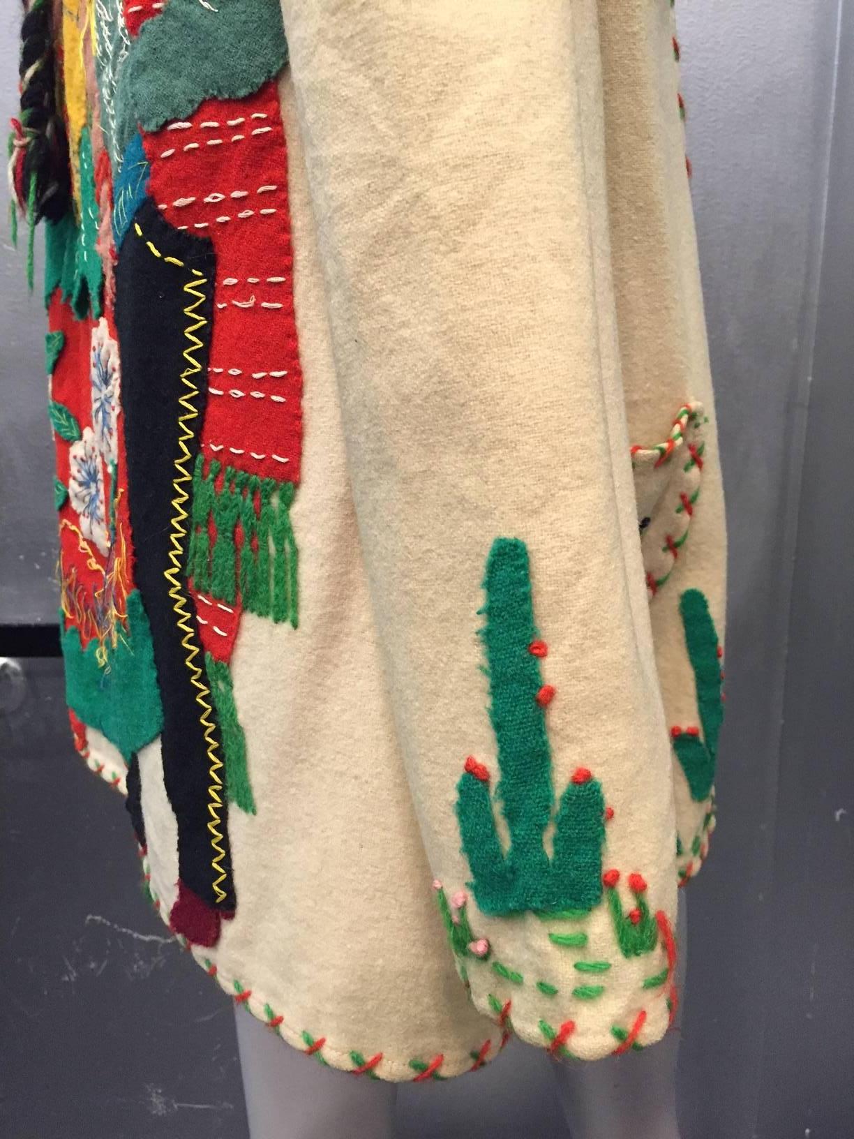Women's 1940s Wool Felt Mexico Souvenir Jacket w Felt Applique