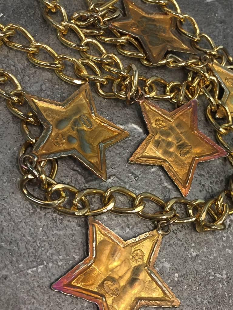 Escada 1980s Dramatic Black Enameled Star and Chain Necklace or Belt In Excellent Condition In Gresham, OR