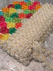 1960s Mod Italian Acrylic Bead Woven Handbag in Jewel Tones