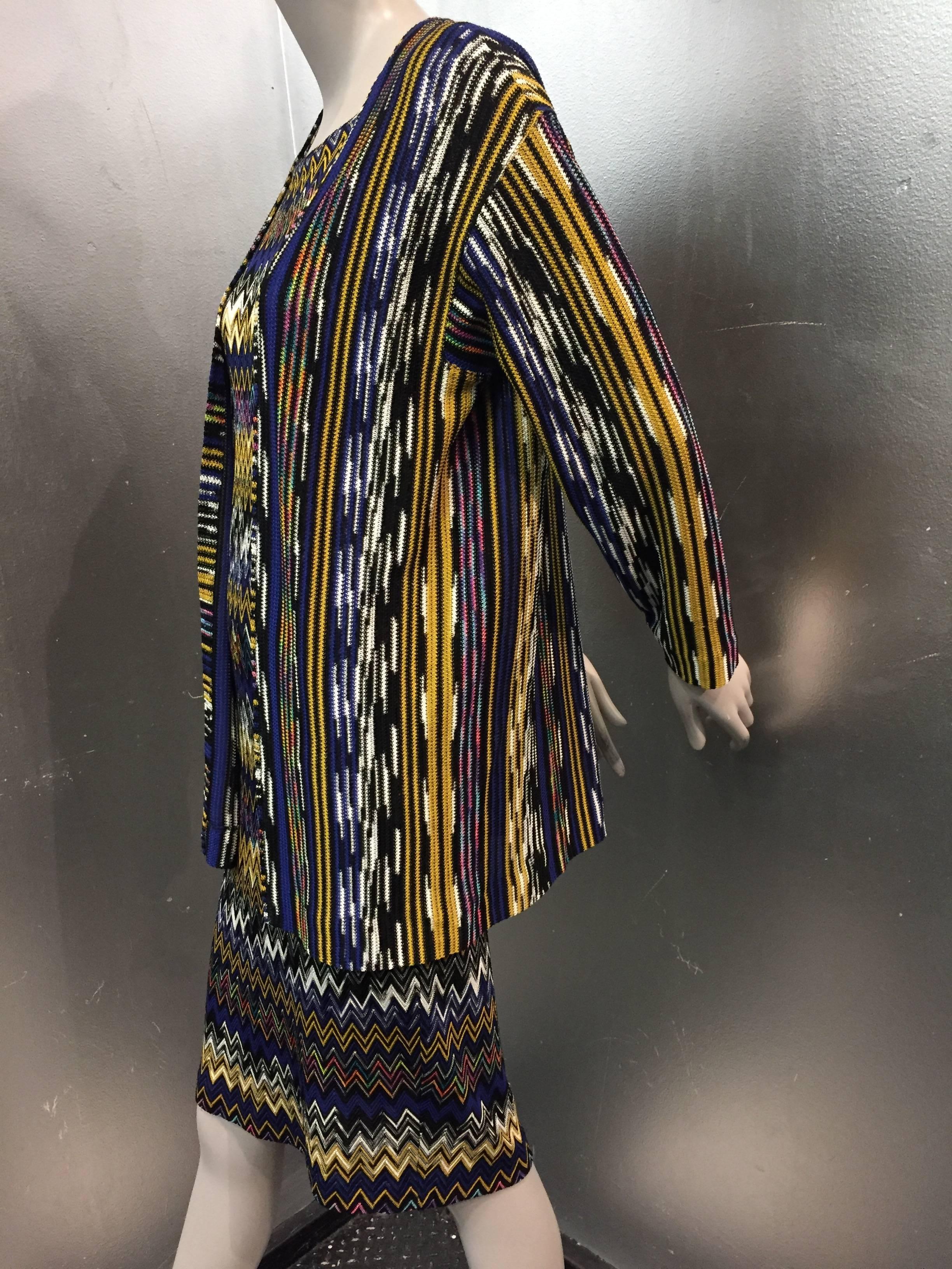 1990s Missoni Chevron Knit Short Sleeved Dress and Cardigan Ensemble 1