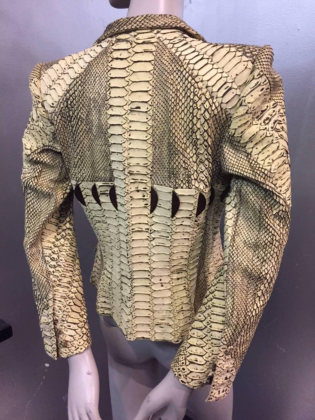 Women's Amazing 1980s Haute Couture Givenchy Natural Snakeskin Fitted Jacket