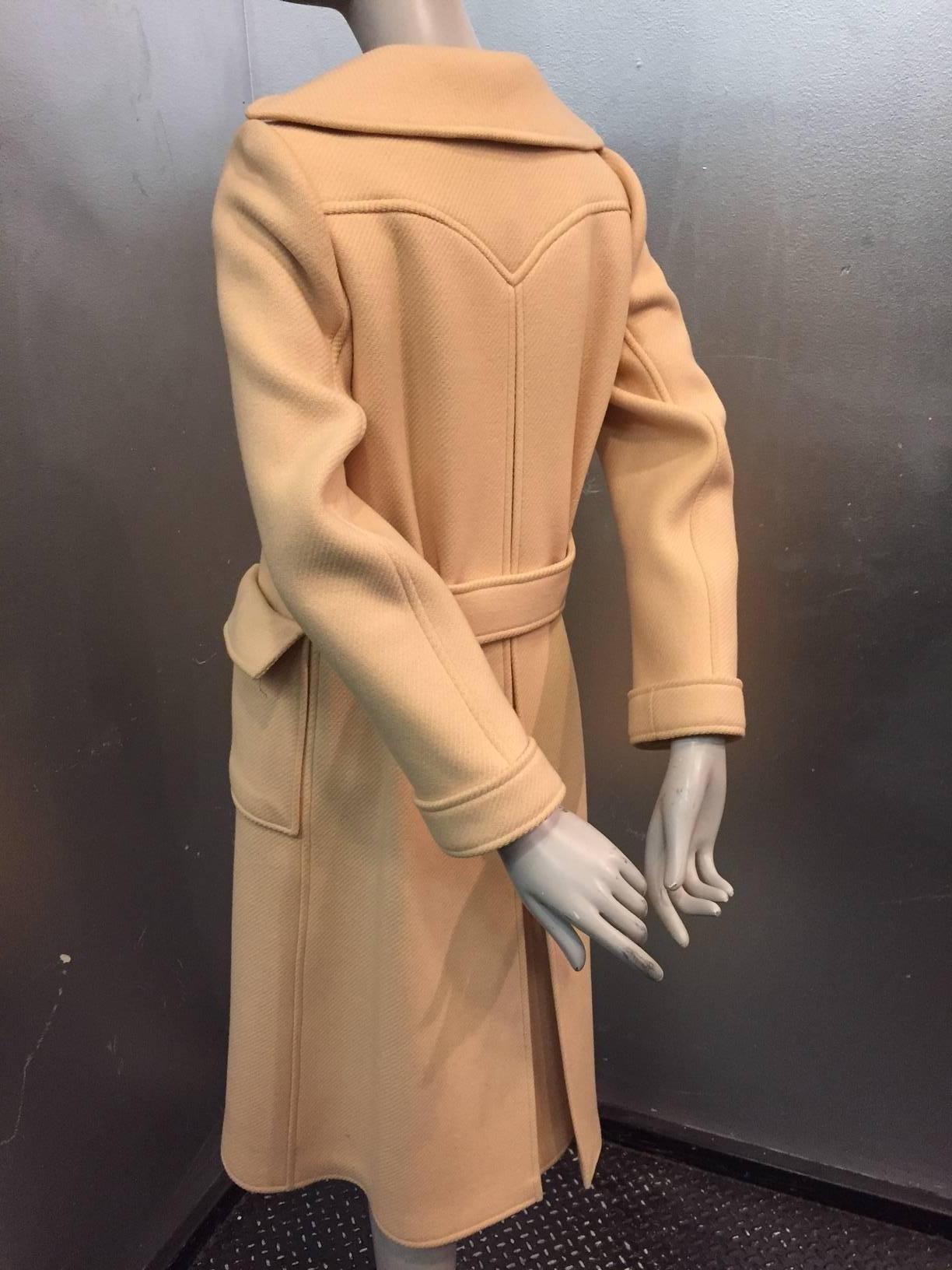 1970s Courrèges Ecru Trench-Style Double-Breasted Coat 1