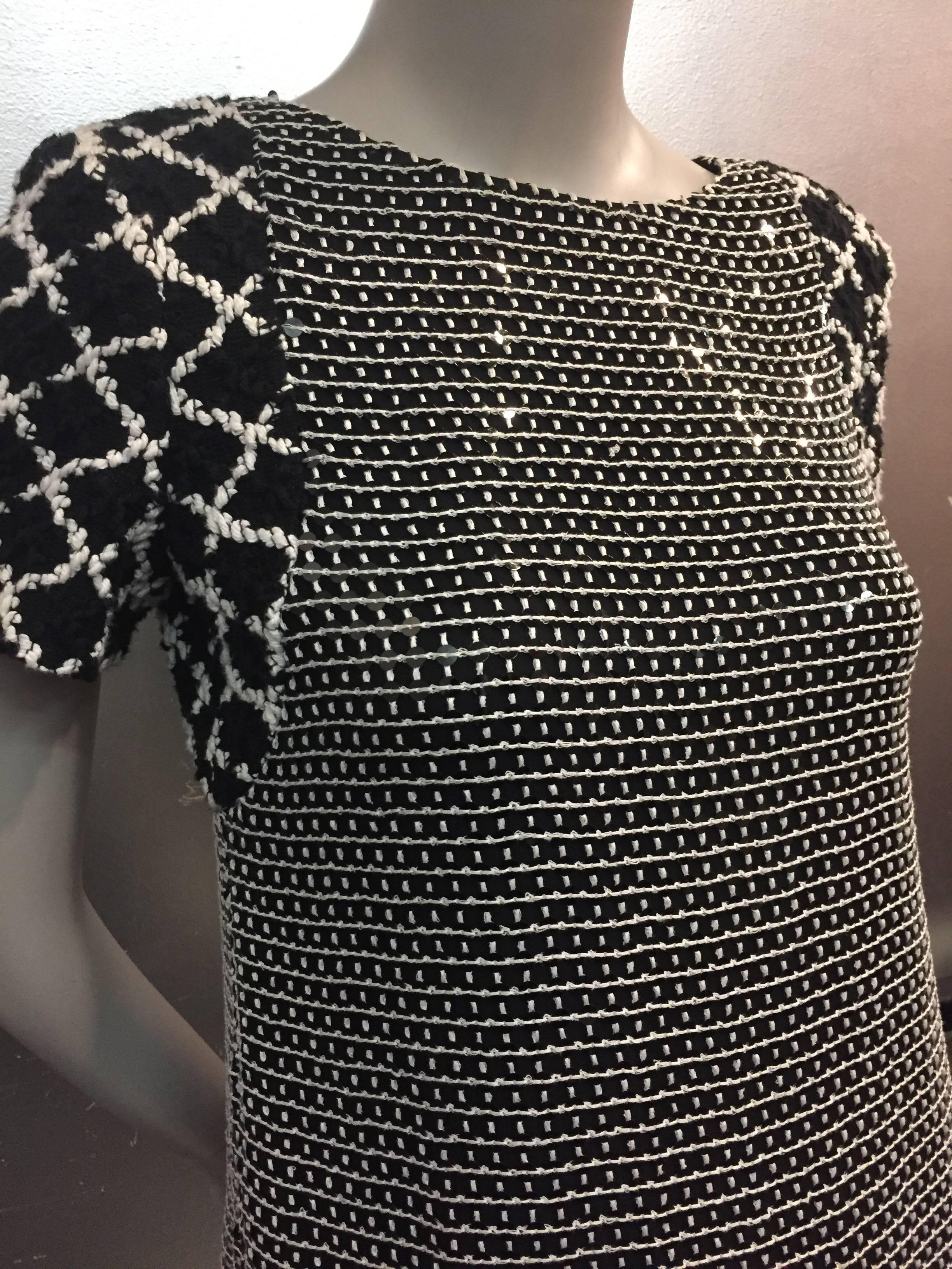 Women's Chanel Black And White Sequin Mini Dress