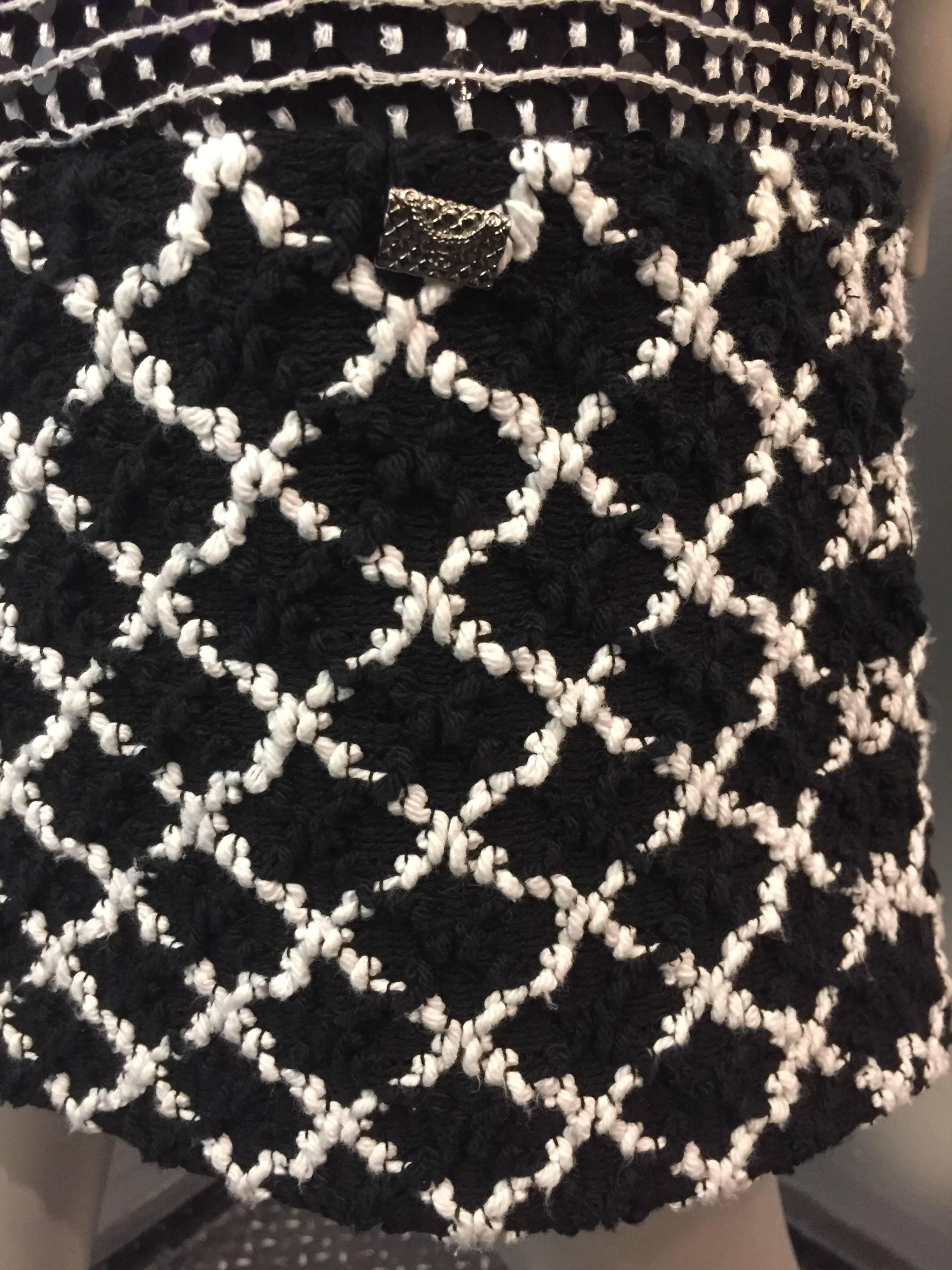 Chanel Black And White Sequin Mini Dress In Excellent Condition In Gresham, OR