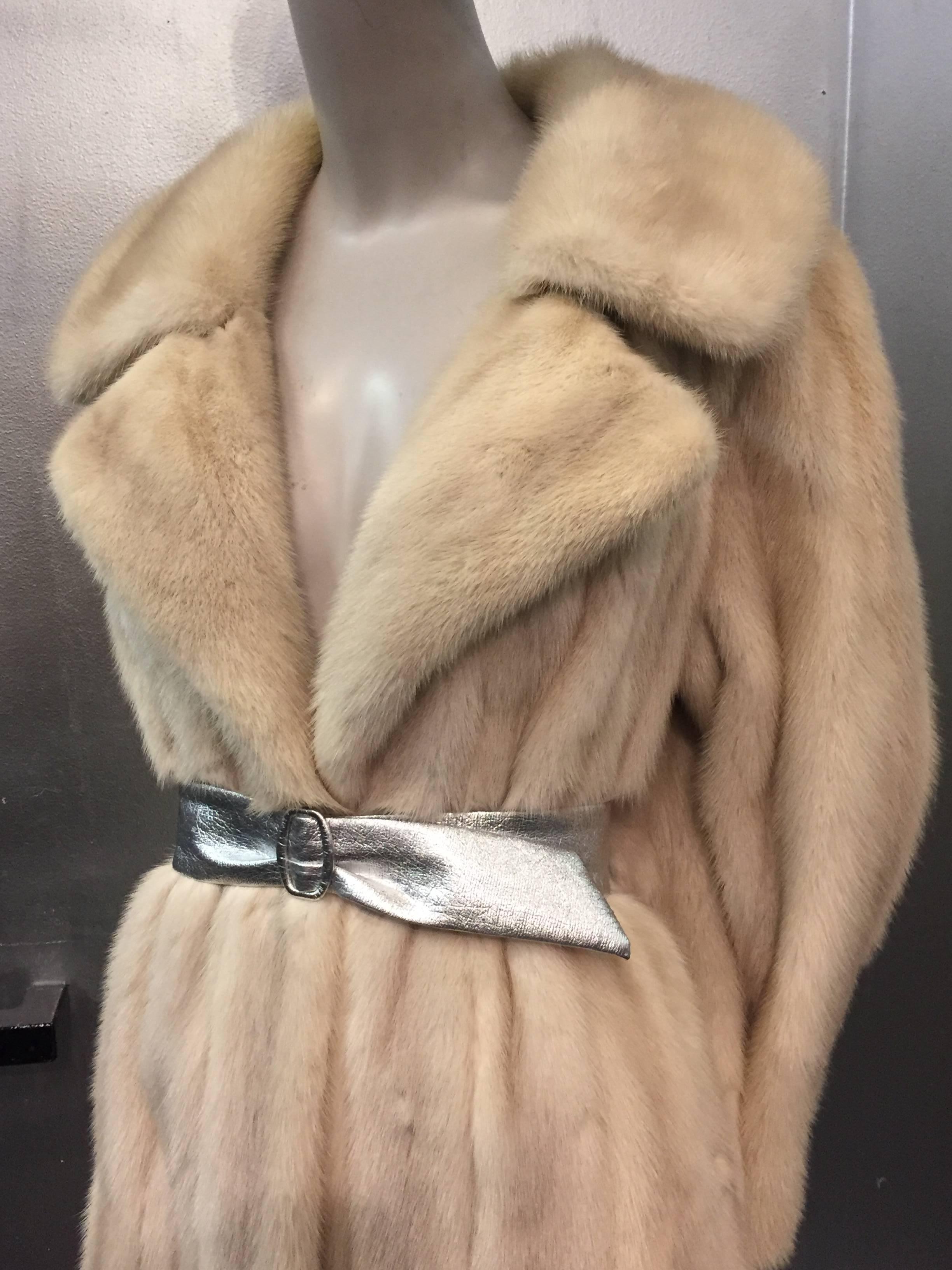 1970's Tourmaline Mink Coat W/ Self Belt Detail 1