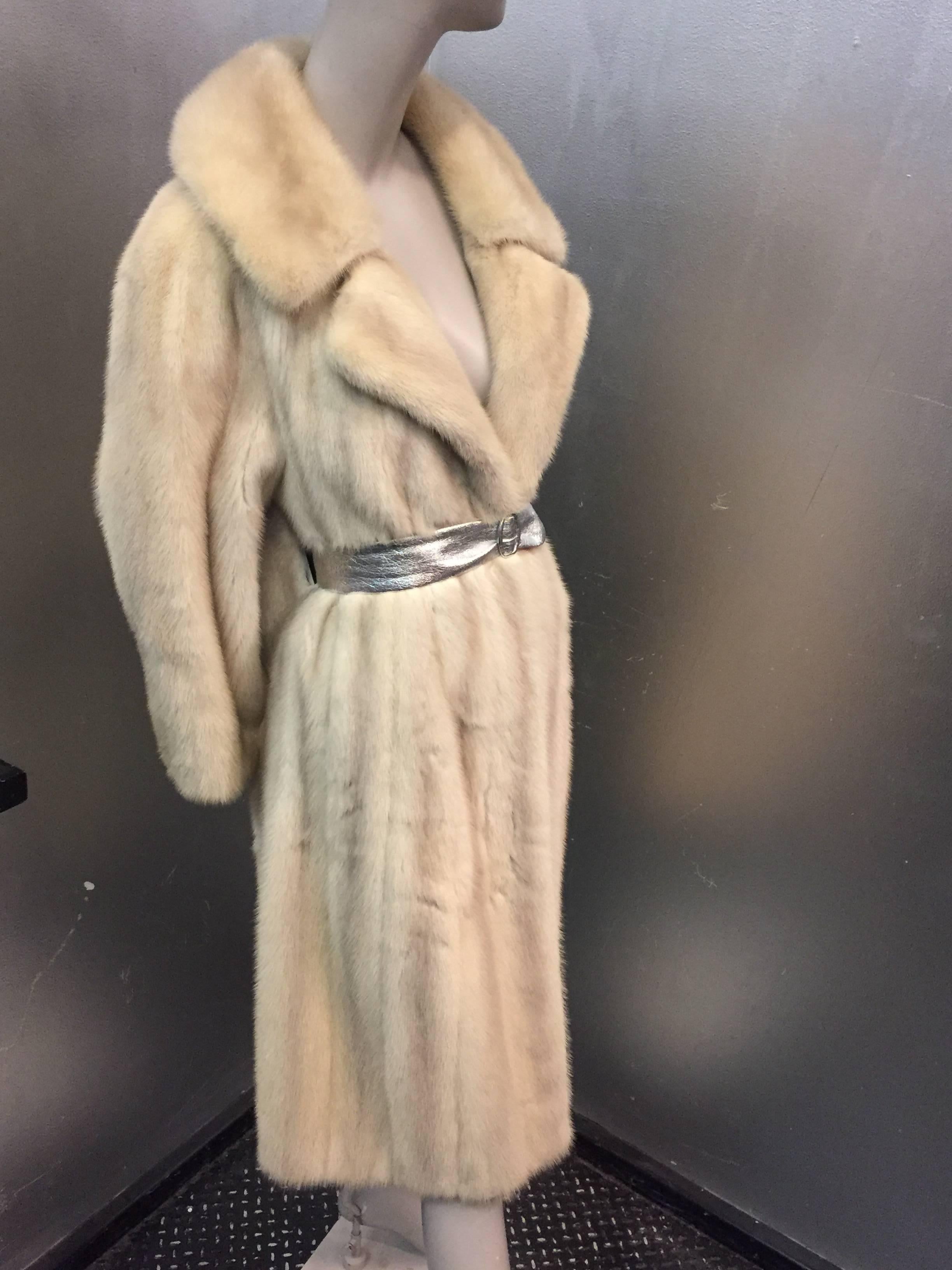 1970's Tourmaline Mink Coat W/ Self Belt Detail 2