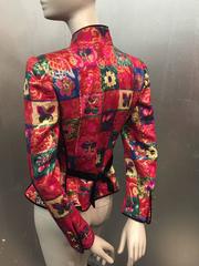 1980s Ungaro Multicolor "Patchwork" Lamé Brocade Tie-Back Fitted Waist Jacket