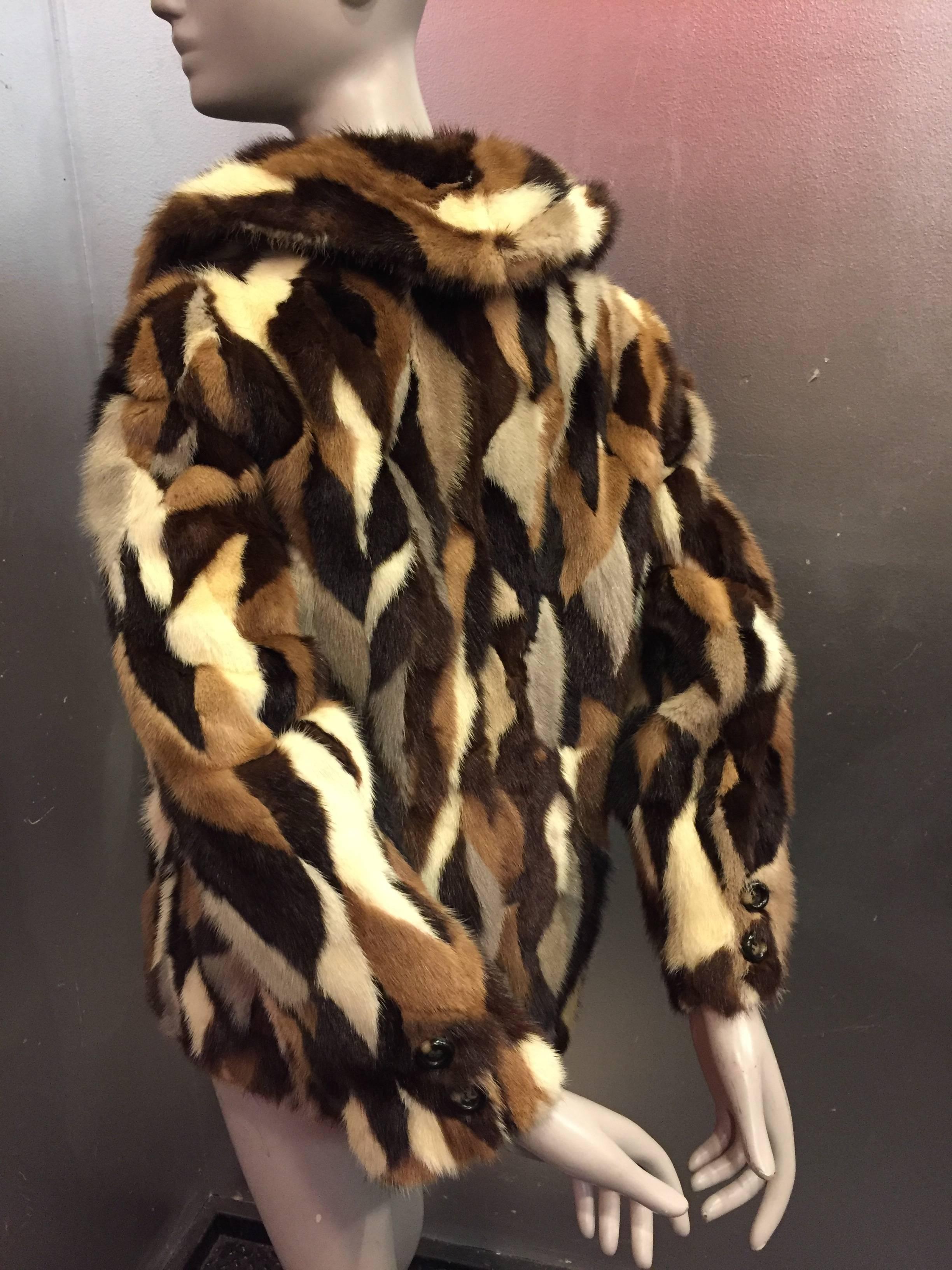 Philip Reiner Zweireihiger „Calico“-Mantel aus Nerz mit Nerzspitze, 1960er Jahre im Angebot 2