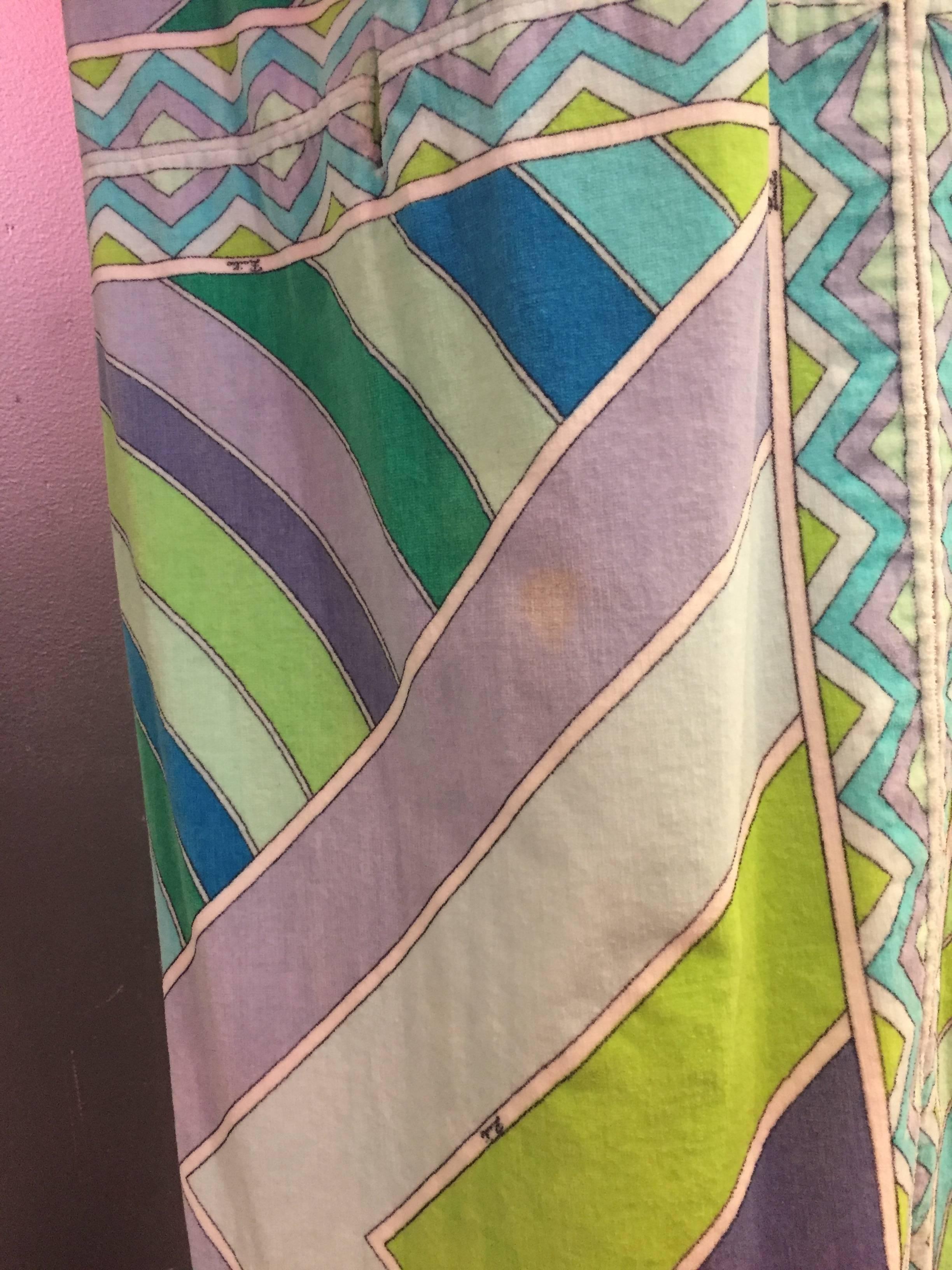 Women's 1960s Emilio Pucci Fine Cotton Terry Cloth Print Pleated Cape Cover-Up