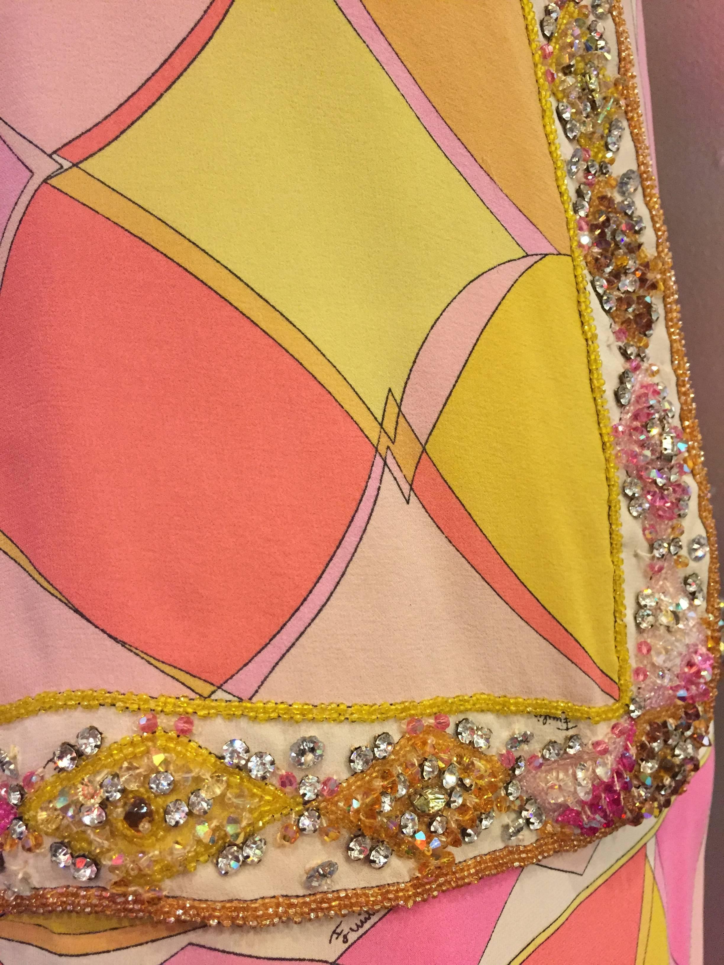 1960s Emilio Pucci Harlequin Print Evening Skirt and Cardigan w Jeweled Trim 1