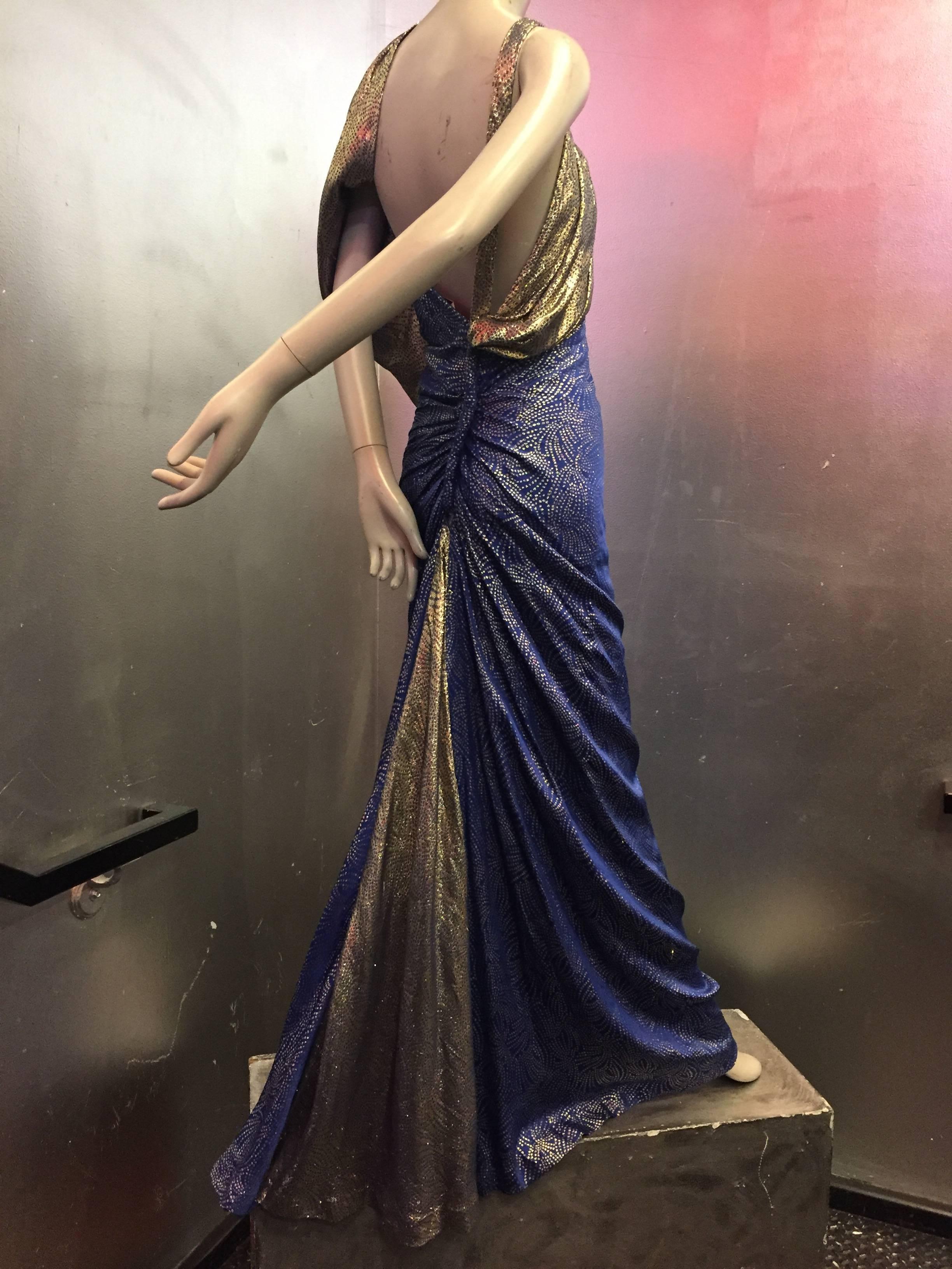 1980s Jacqueline de Ribes 1930s-Inspired Silk Lamé Evening Gown w/ Train In Excellent Condition In Gresham, OR