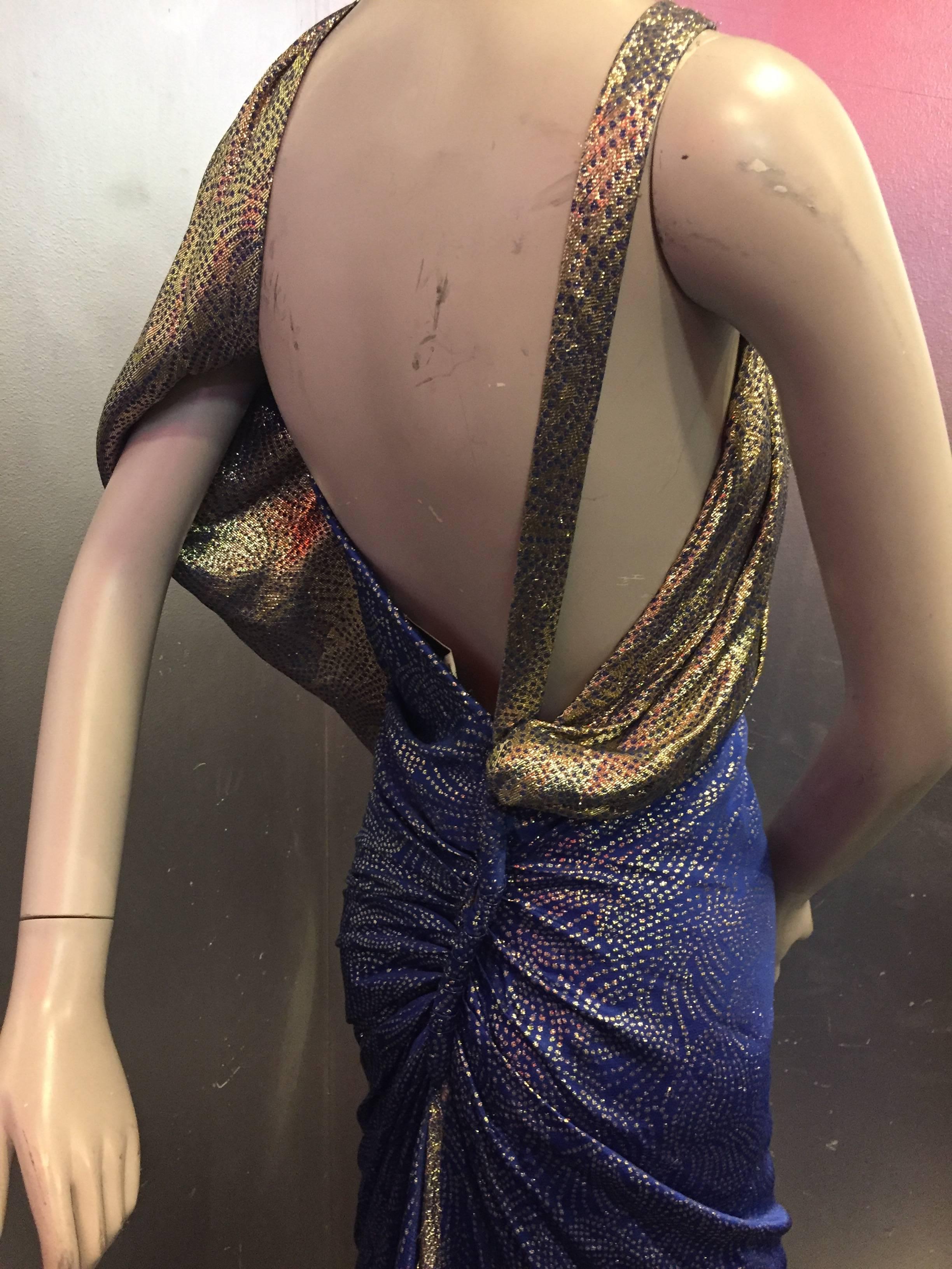 Women's 1980s Jacqueline de Ribes 1930s-Inspired Silk Lamé Evening Gown w/ Train