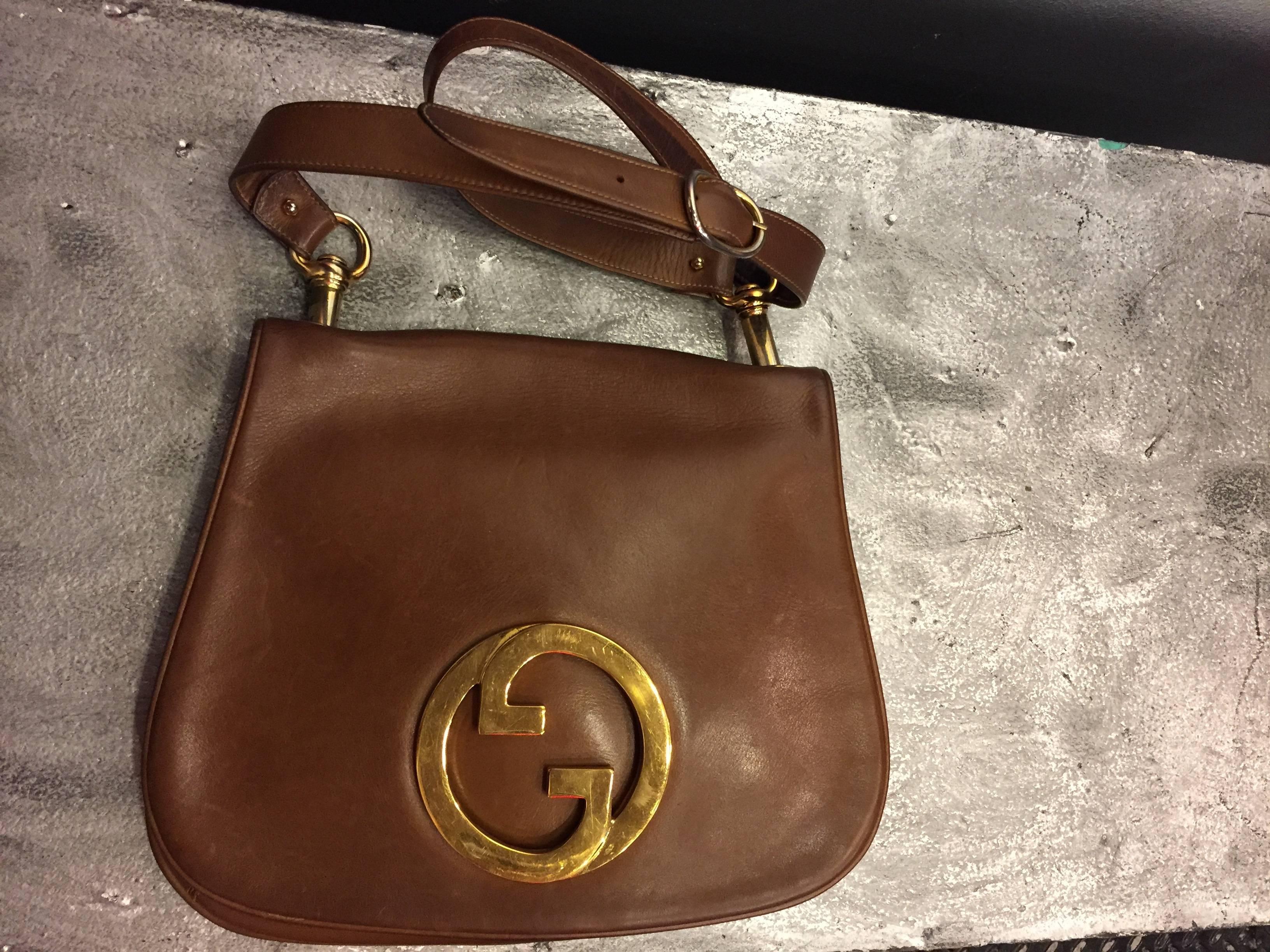 1970's Gucci Whisky Brown Leather Logo Purse  3