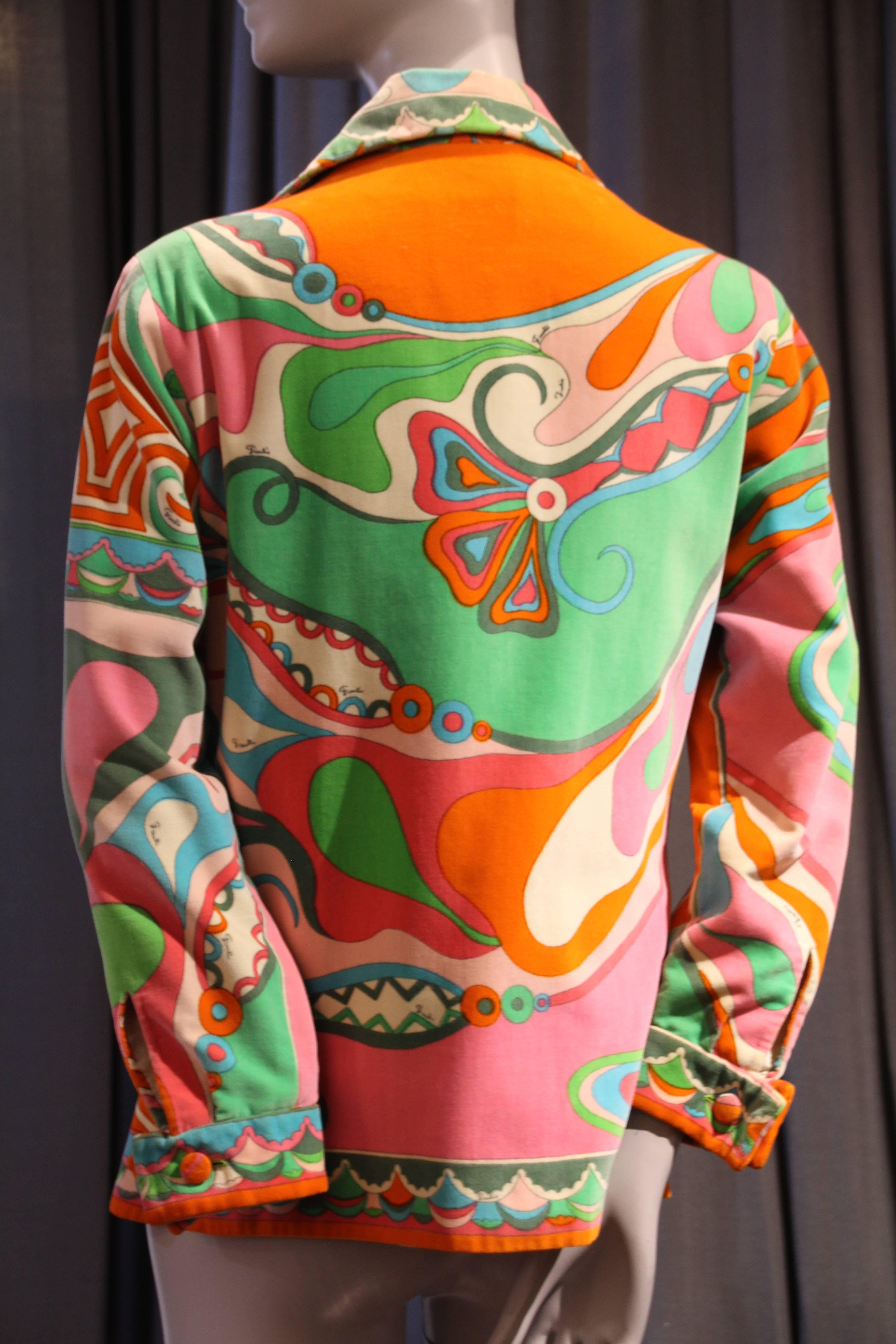 Women's 1960s Emilio Pucci Cotton Velveteen Jacket in Delicious Sorbet Palette