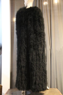 1970s Full-Length Black Marabou Opera Cape with Full Lining