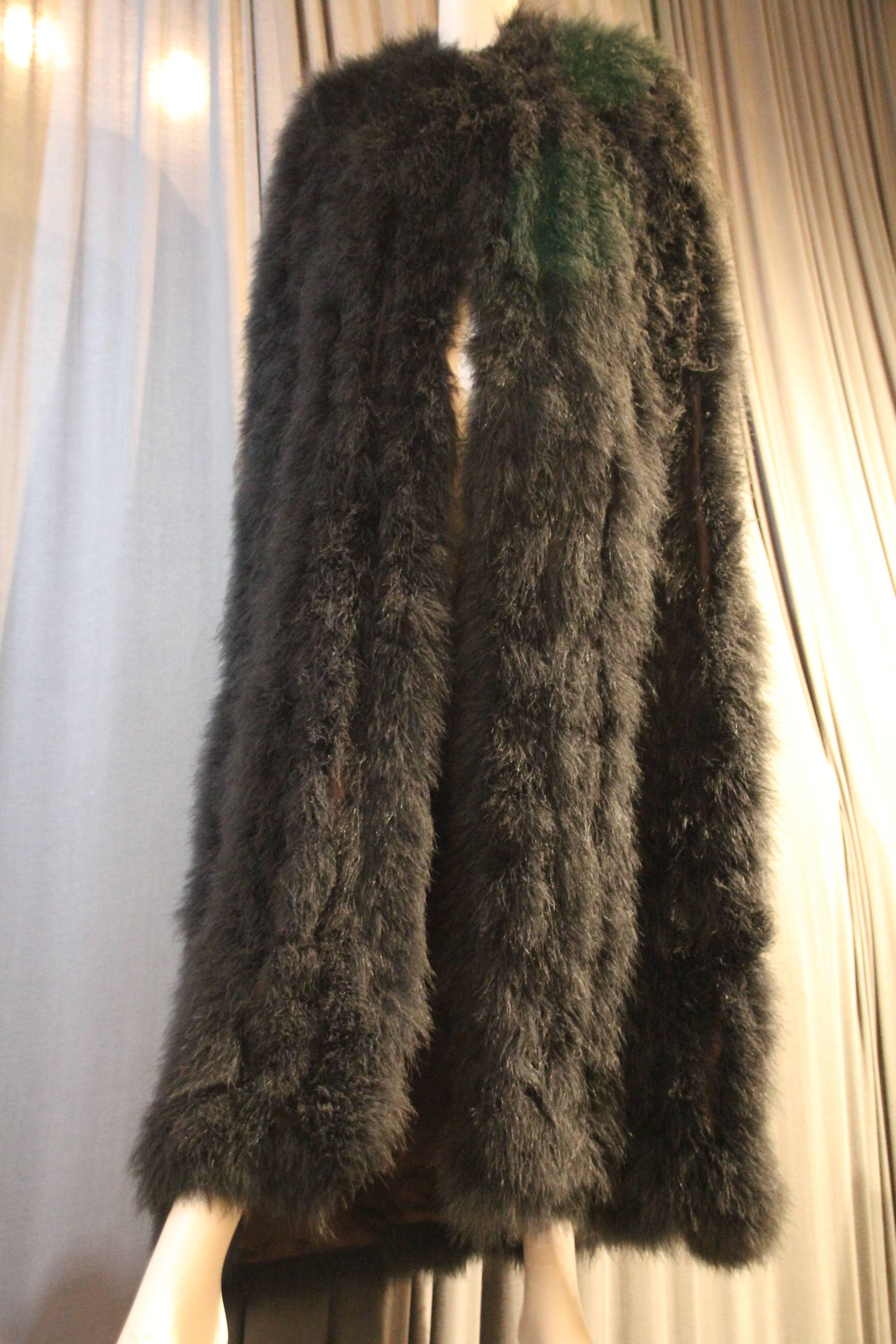 1970s Full-Length Black Marabou Opera Cape with Full Lining In Excellent Condition In Gresham, OR