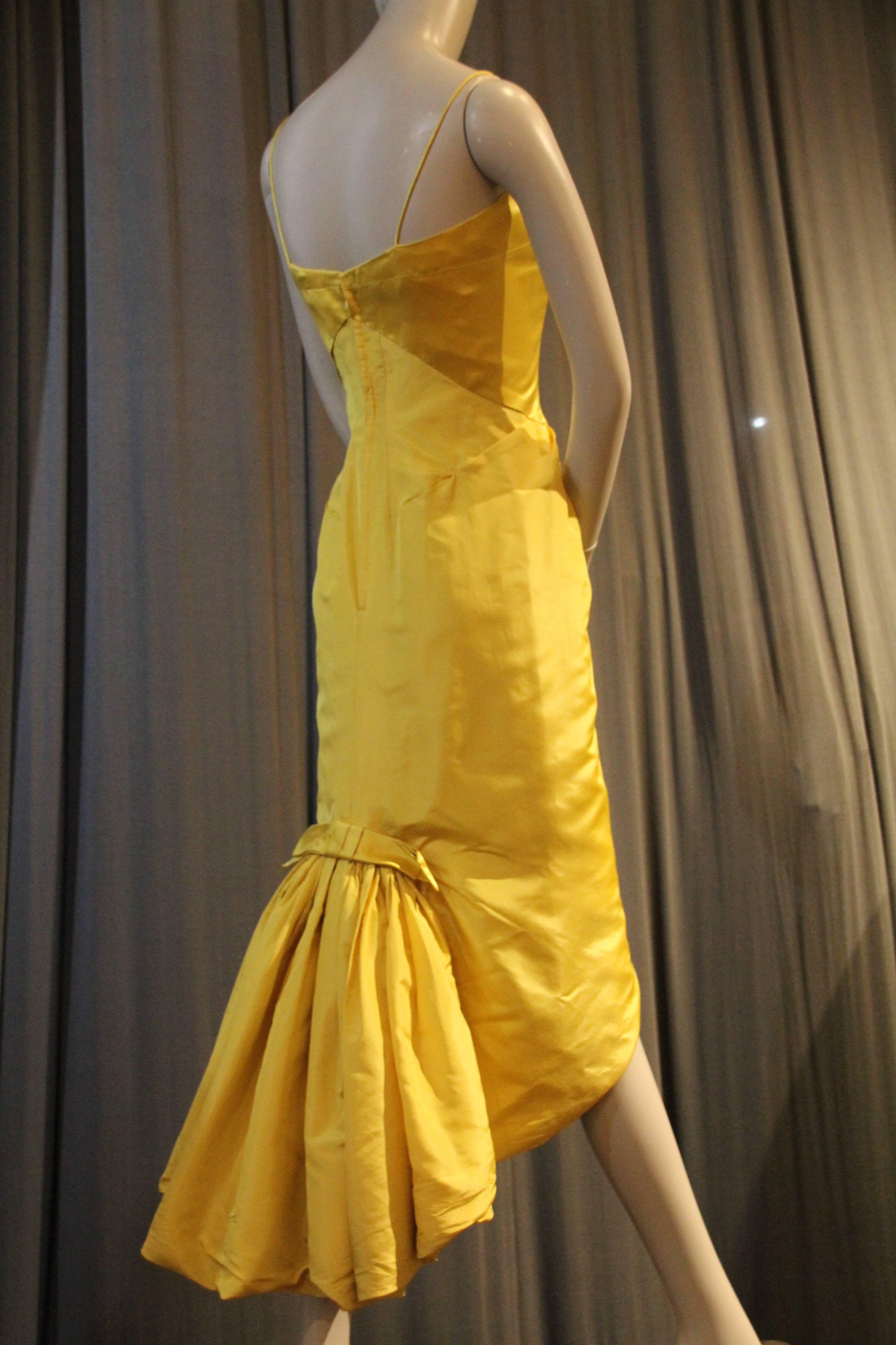 yellow pouf dress