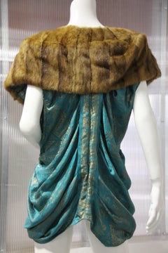1920s Mink Shawl Collar Art Deco Lame Cocoon Vest