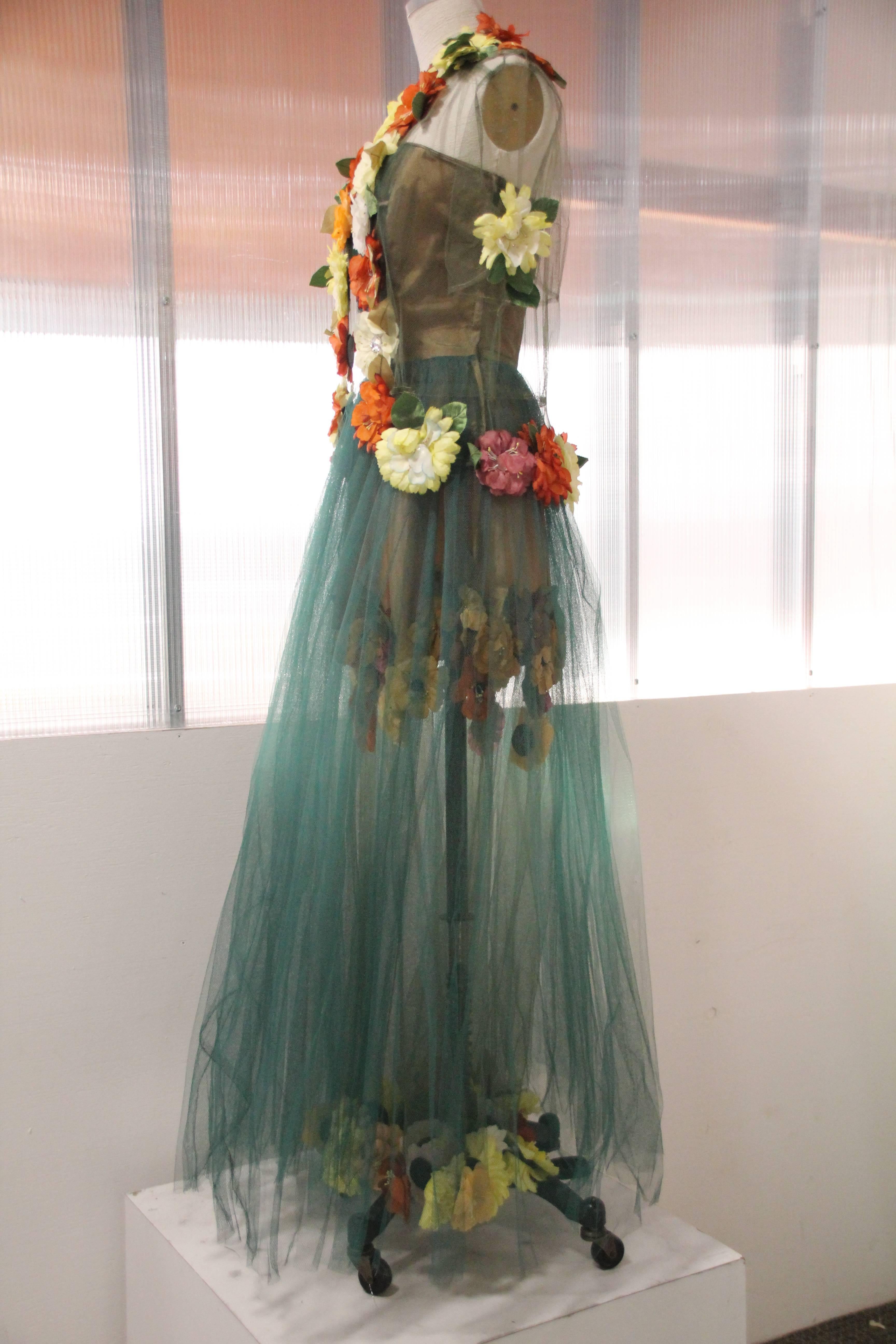 green tulle dress