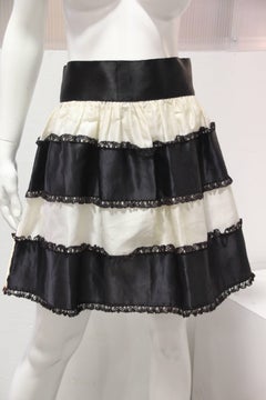 1950s French Maid Ensemble - Bra w Tiered Organza Black and White Petticoat