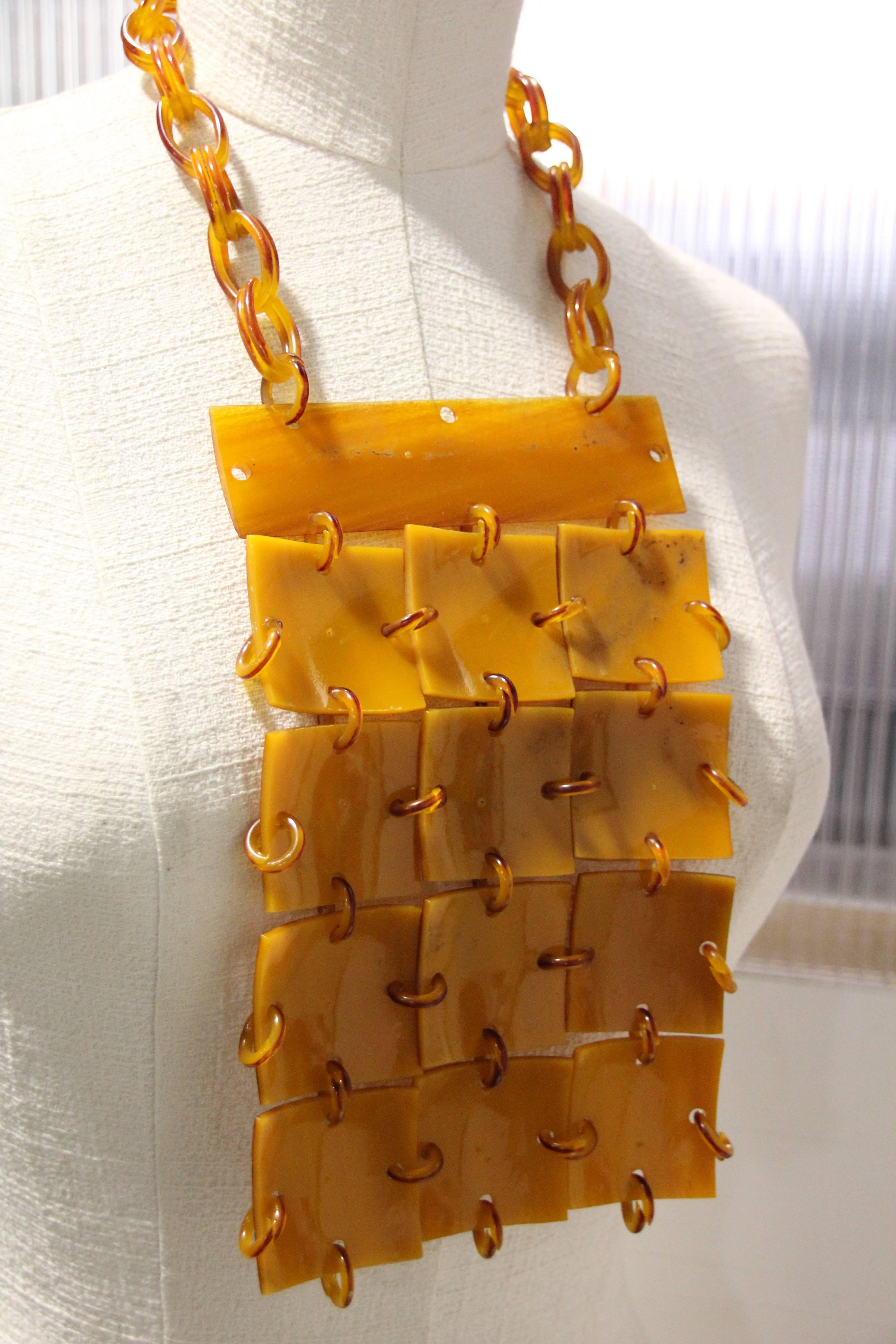 1960s Tile Shaped Bakelite Bib Necklace  In Excellent Condition For Sale In Gresham, OR