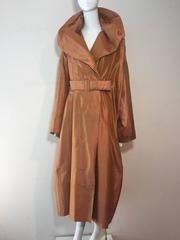 1980s Issey Miyake Avant Garde Silk Trench-Inspired Overcoat