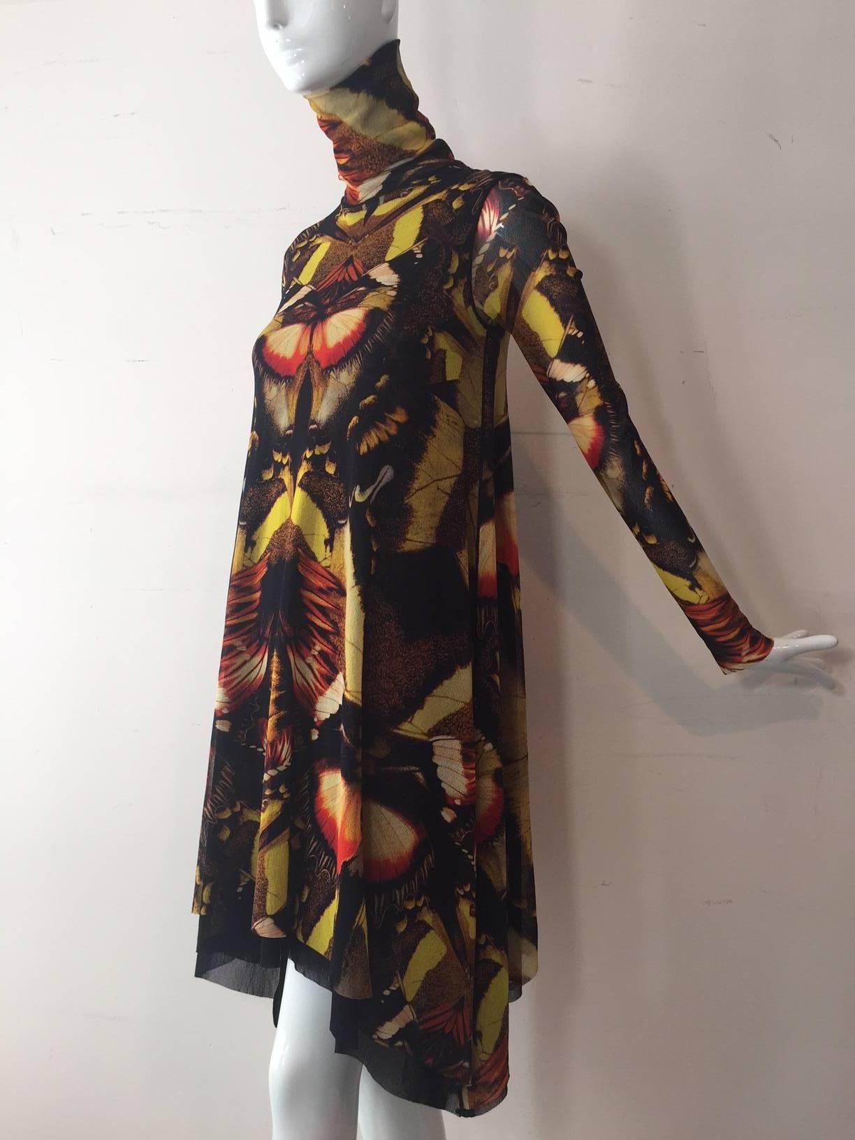 Jean Paul Gaultier Soleil Abstract Butterfly Print Trapeze Dress in ...