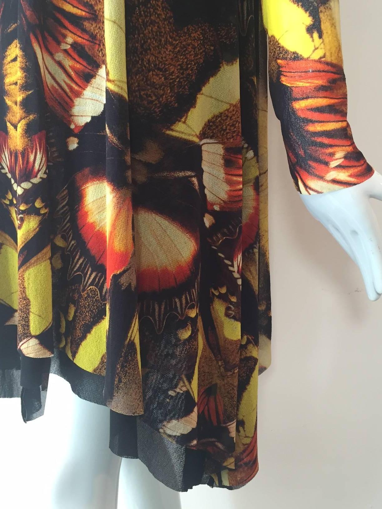 Women's Jean Paul Gaultier Soleil Abstract Butterfly Print Trapeze Dress in Tulle
