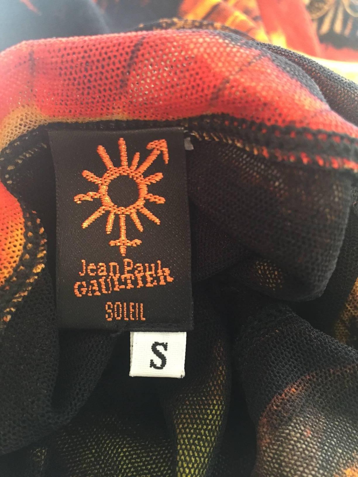 Jean Paul Gaultier Soleil Abstract Butterfly Print Trapeze Dress in Tulle In Excellent Condition In Gresham, OR