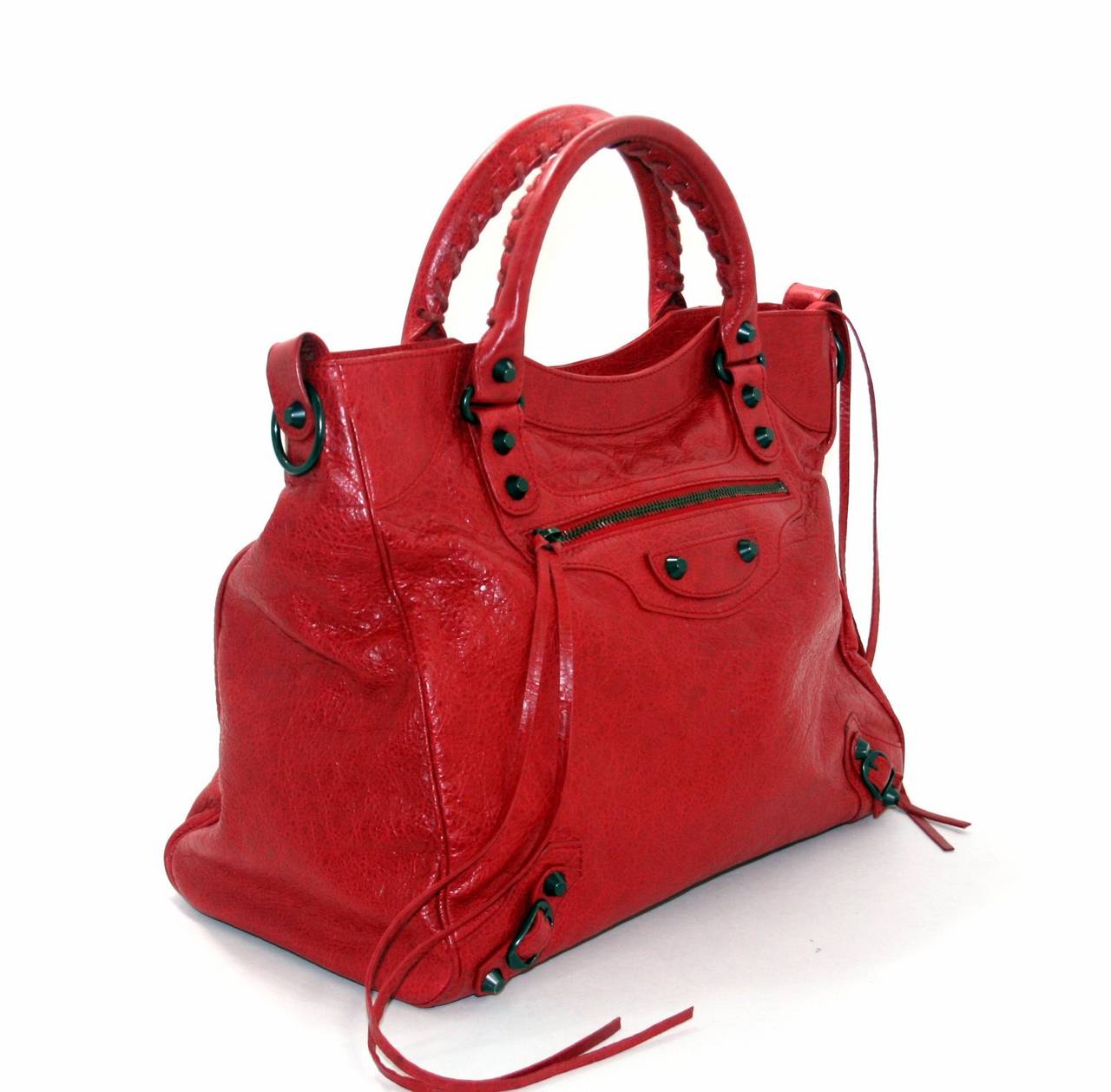 Balenciaga Coquelicot Lambskin Arena Classic Velo Tote In Excellent Condition In New York City & Hamptons, NY