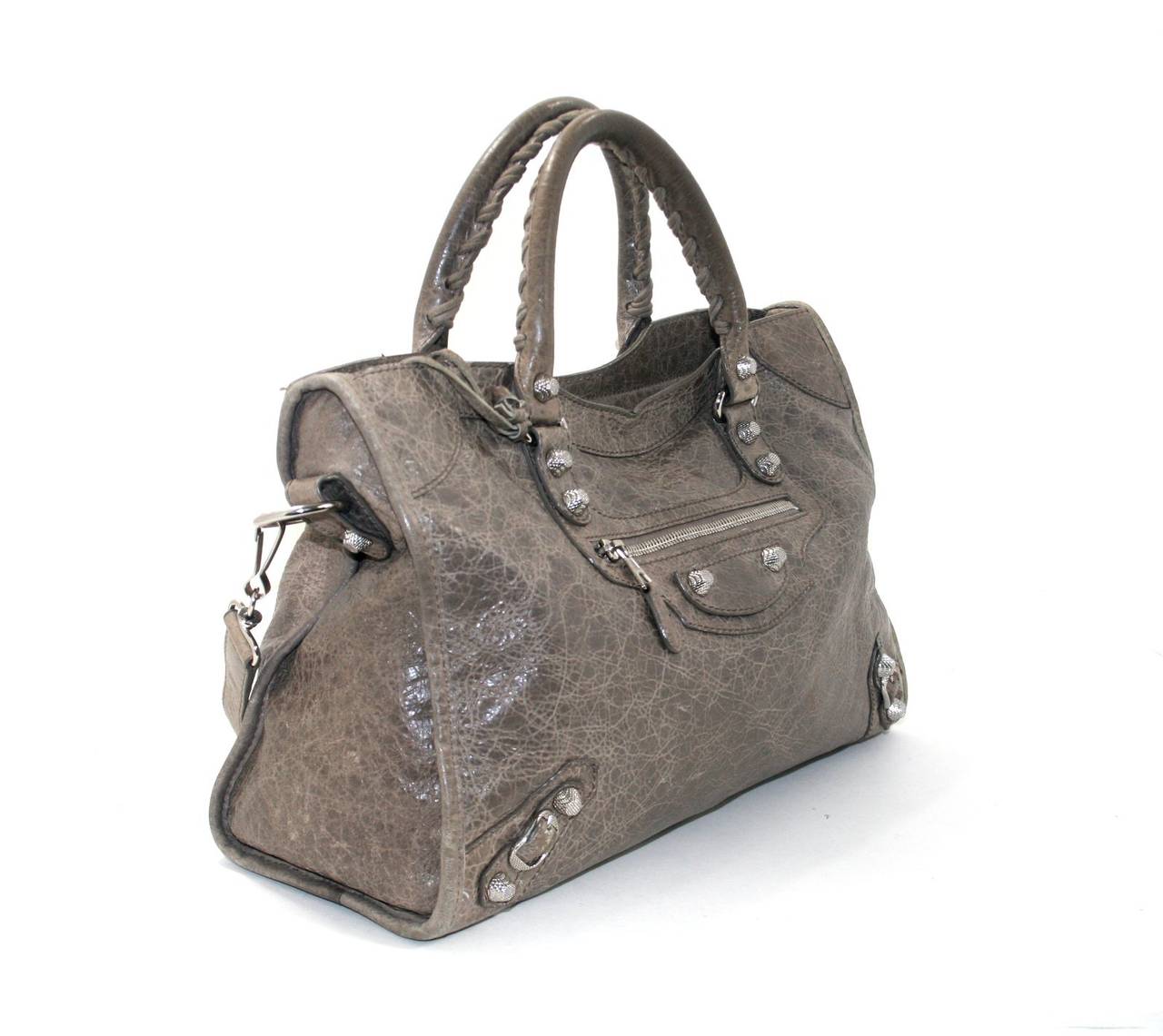 Balenciaga Taupe Wrinkled Lambskin Arena Giant City Bag In Good Condition In New York City & Hamptons, NY
