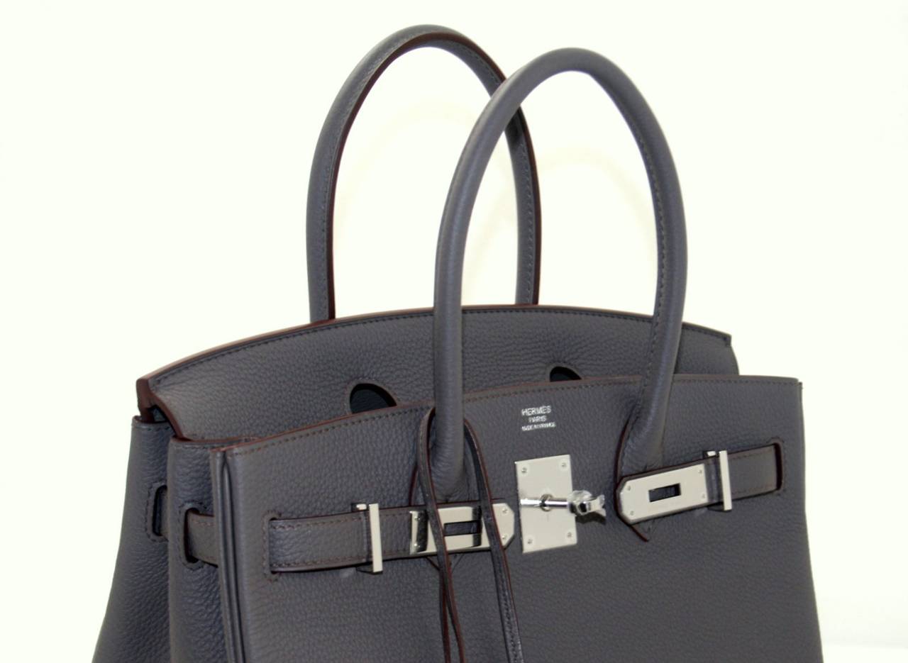Herms Birkin Bag in Etain Grey Togo PHW, 30 cm size at 1stdibs