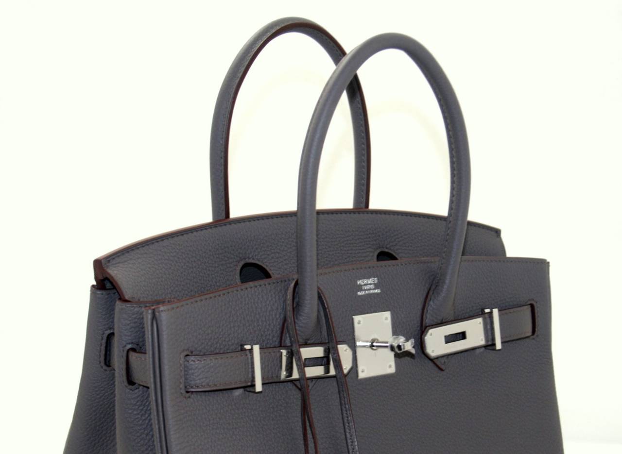 Hermès Birkin Bag in Etain Grey Togo PHW, 30 cm size In New Condition In New York City & Hamptons, NY