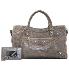 Balenciaga Taupe Wrinkled Lambskin Arena Giant City Bag