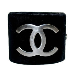 Chanel Black Velvet CC Cuff Bracelet