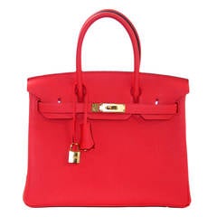 Hermès 30 cm Rouge Pivoine Togo Birkin with Gold Hardware