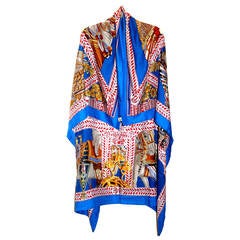 Hermès Blue La Danse Du Cheval Marmari Silk Cashmere GM Shawl