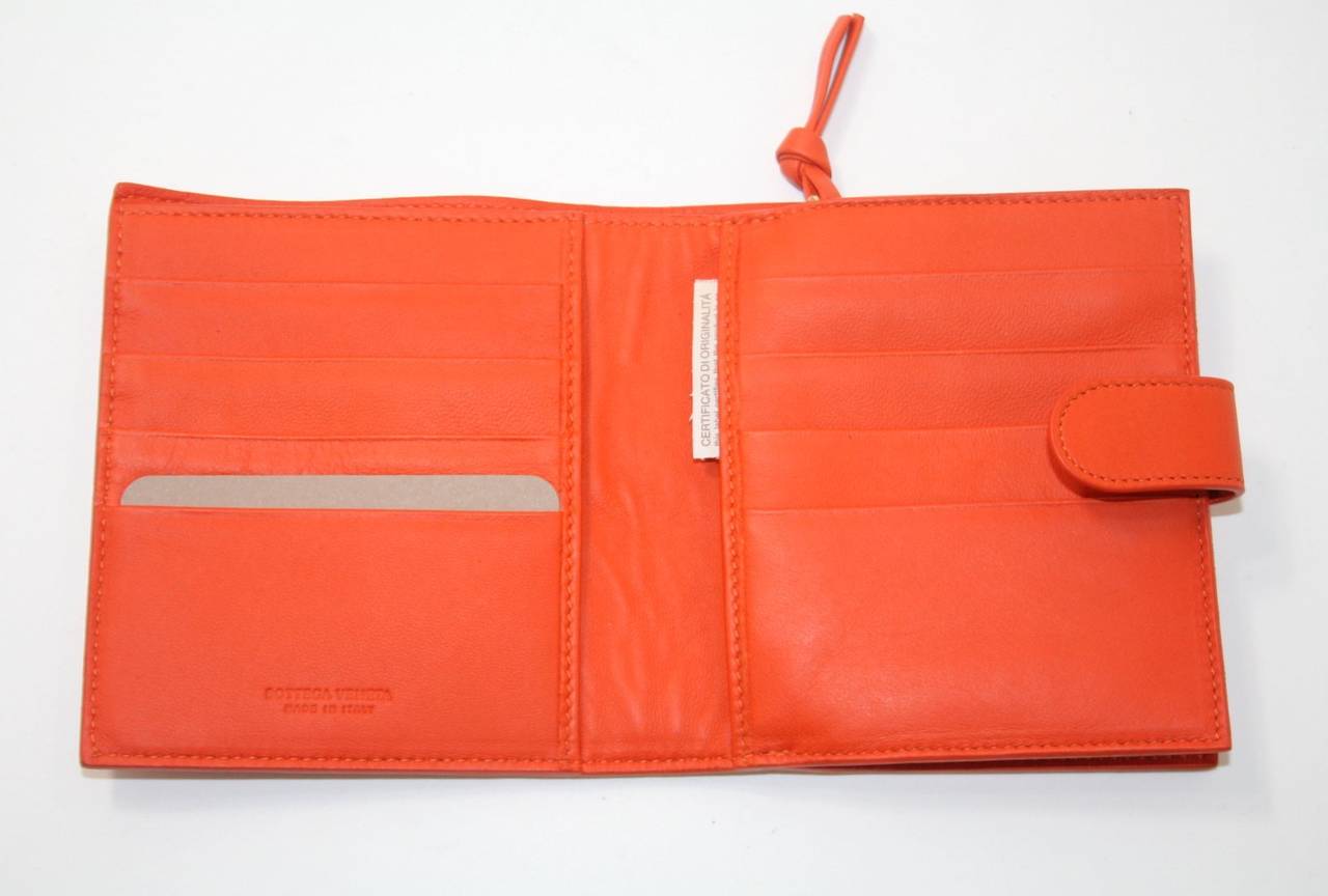 Bottega Veneta Orange Woven Leather Small Wallet 1