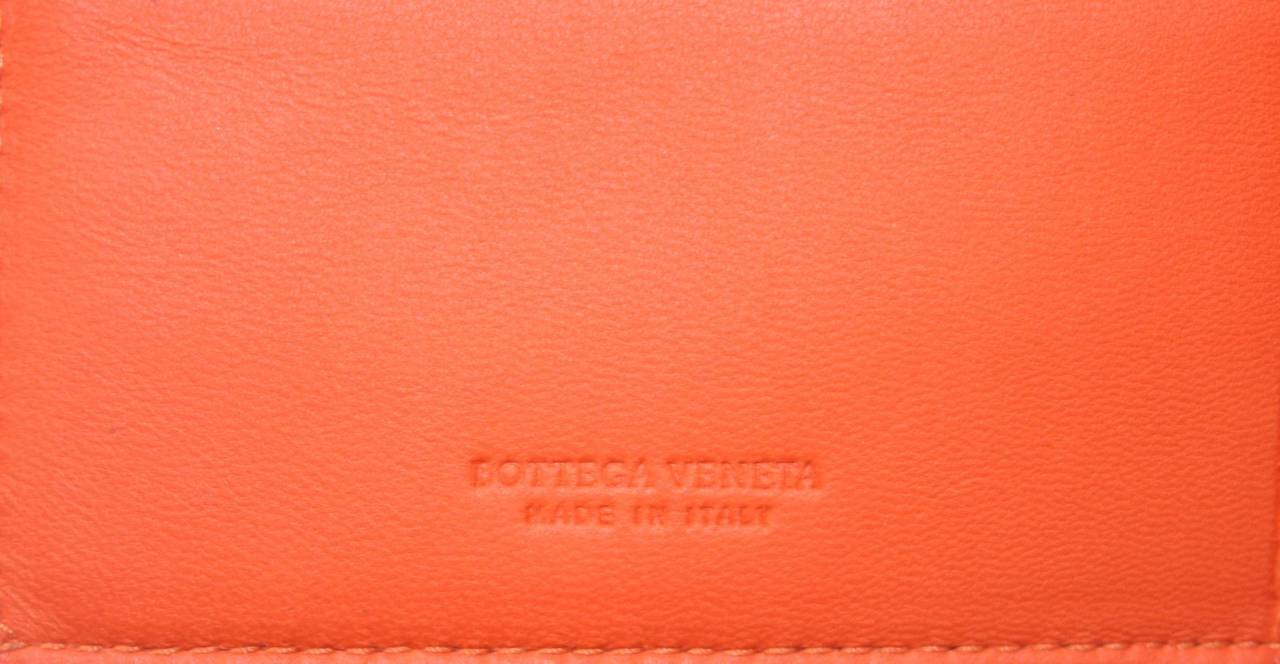 Bottega Veneta Orange Woven Leather Small Wallet 3