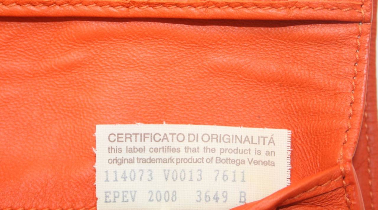 Bottega Veneta Orange Woven Leather Small Wallet 4