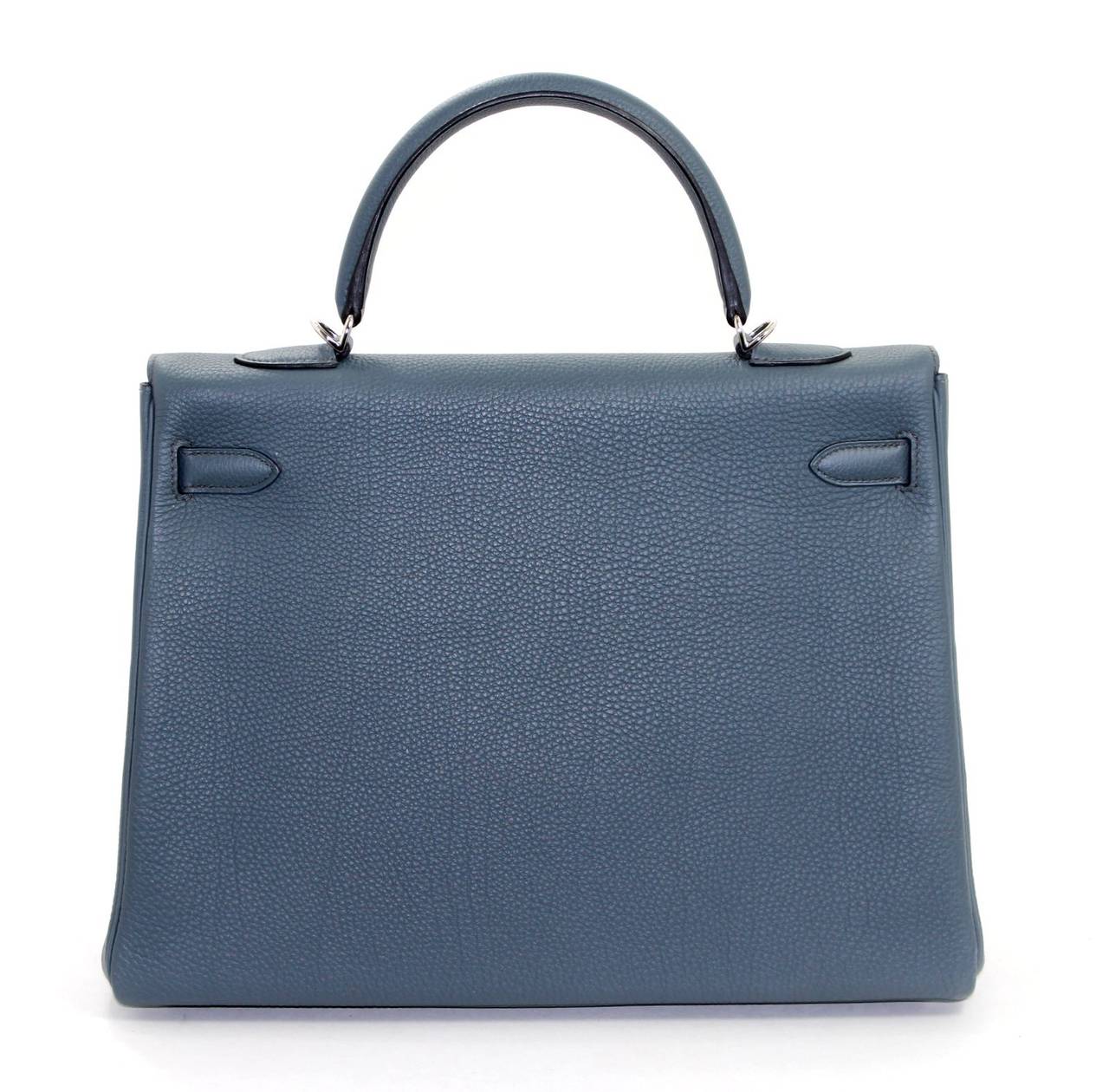 Hermès Bleu Orage Togo Leather 35 cm Kelly Bag Palladium HW at 1stDibs ...