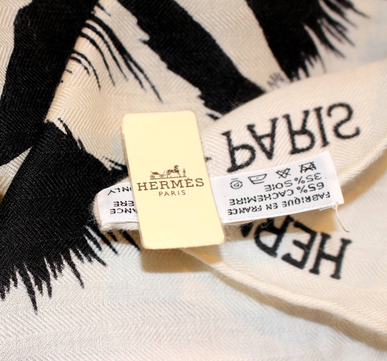 Hermès Zebra Pegasus Naturel Cashmere and Silk GM Shawl 4