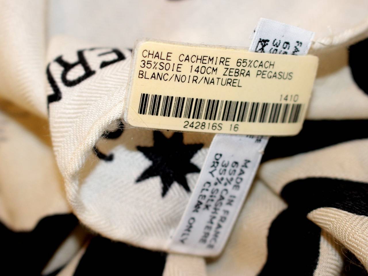 Hermès Zebra Pegasus Naturel Cashmere and Silk GM Shawl 5