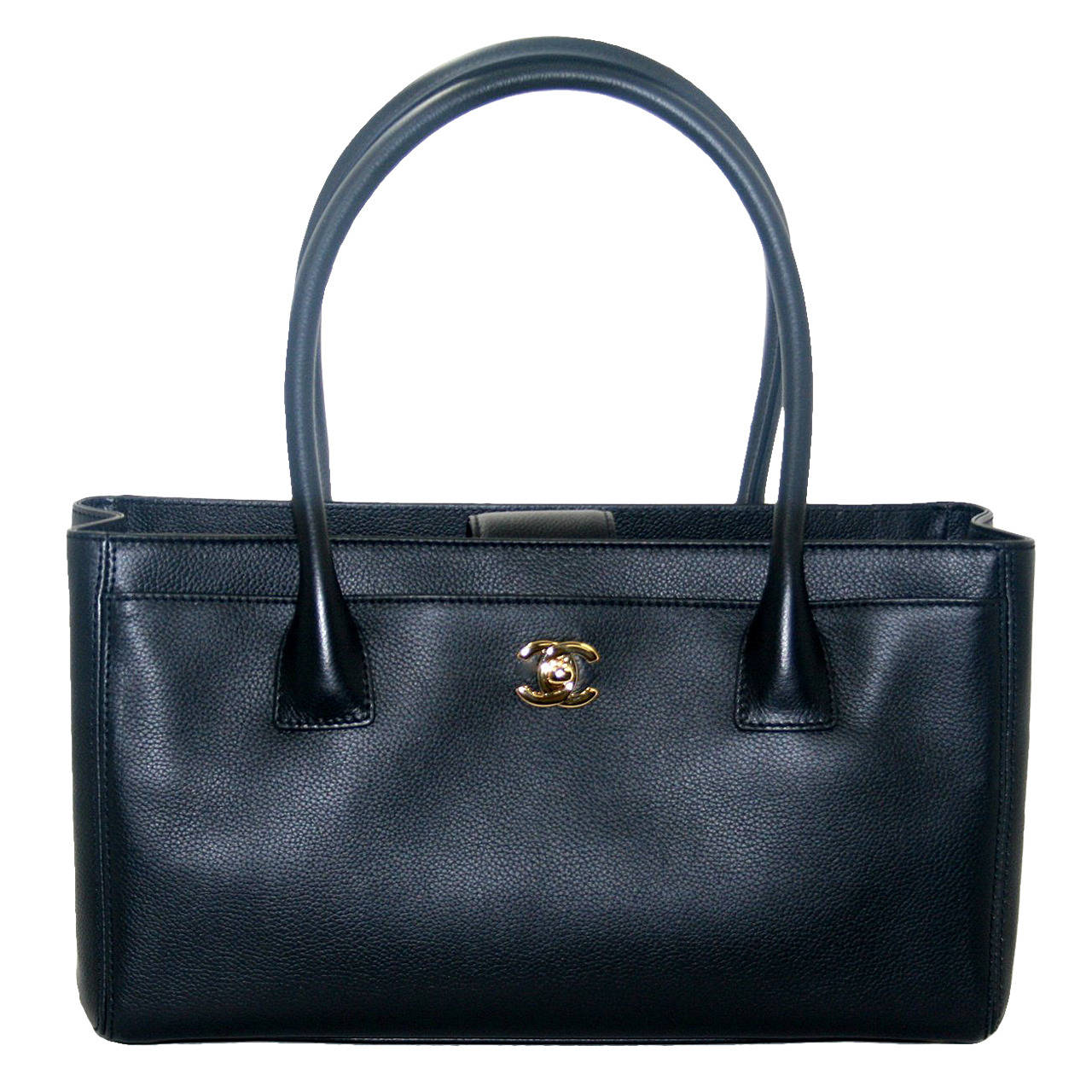 Chanel Black Leather Cerf Tote- Small