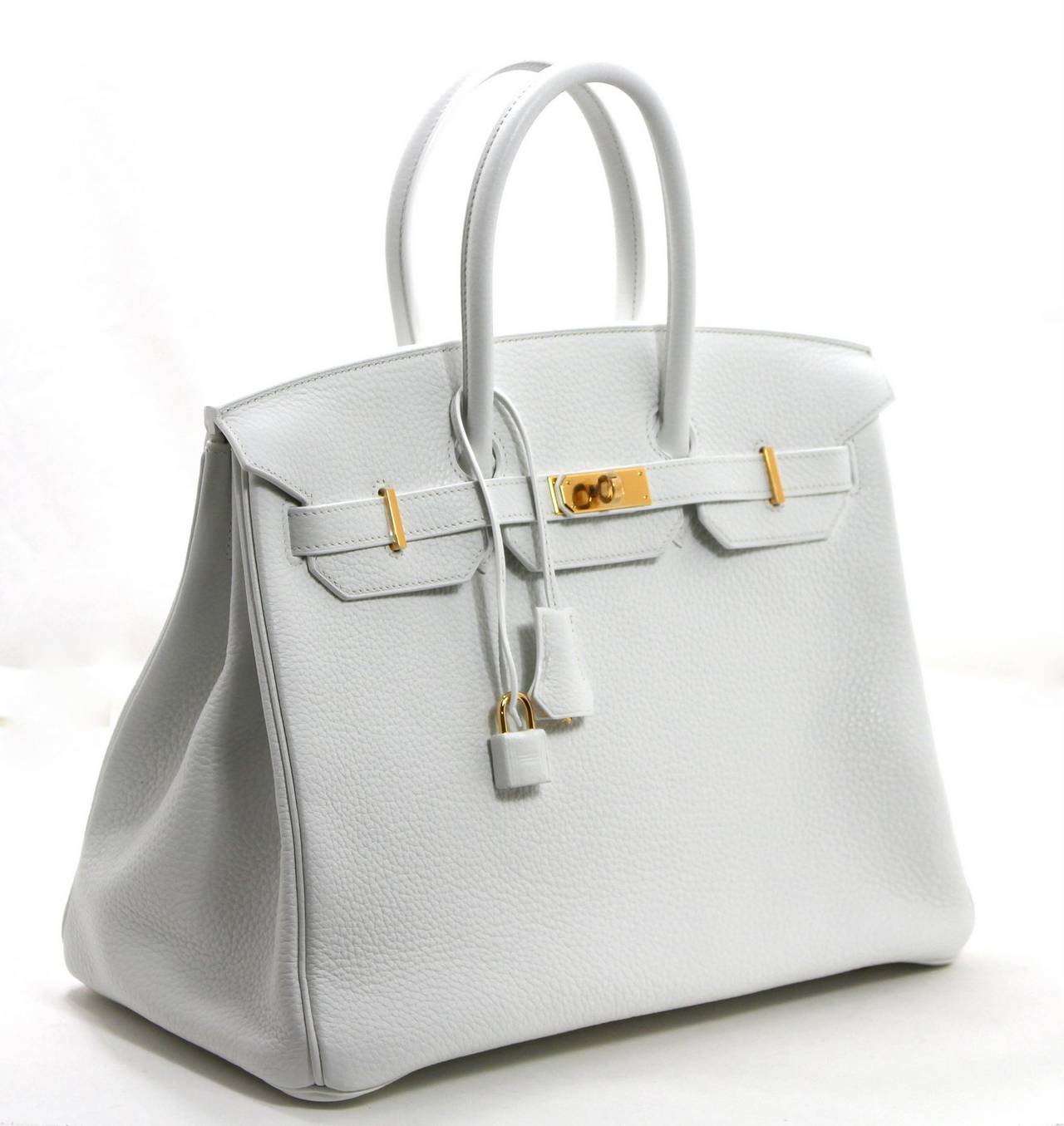 Hermès White Clemence 35 cm Birkin Bag GHW In New Condition In New York City & Hamptons, NY