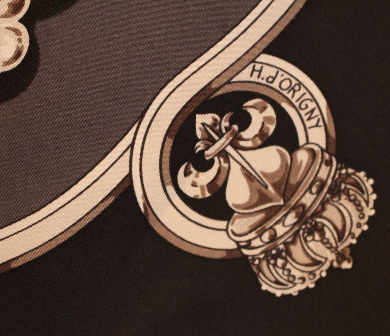 Hermès Grey and Black Cavalcadour 90 cm Scarf 1