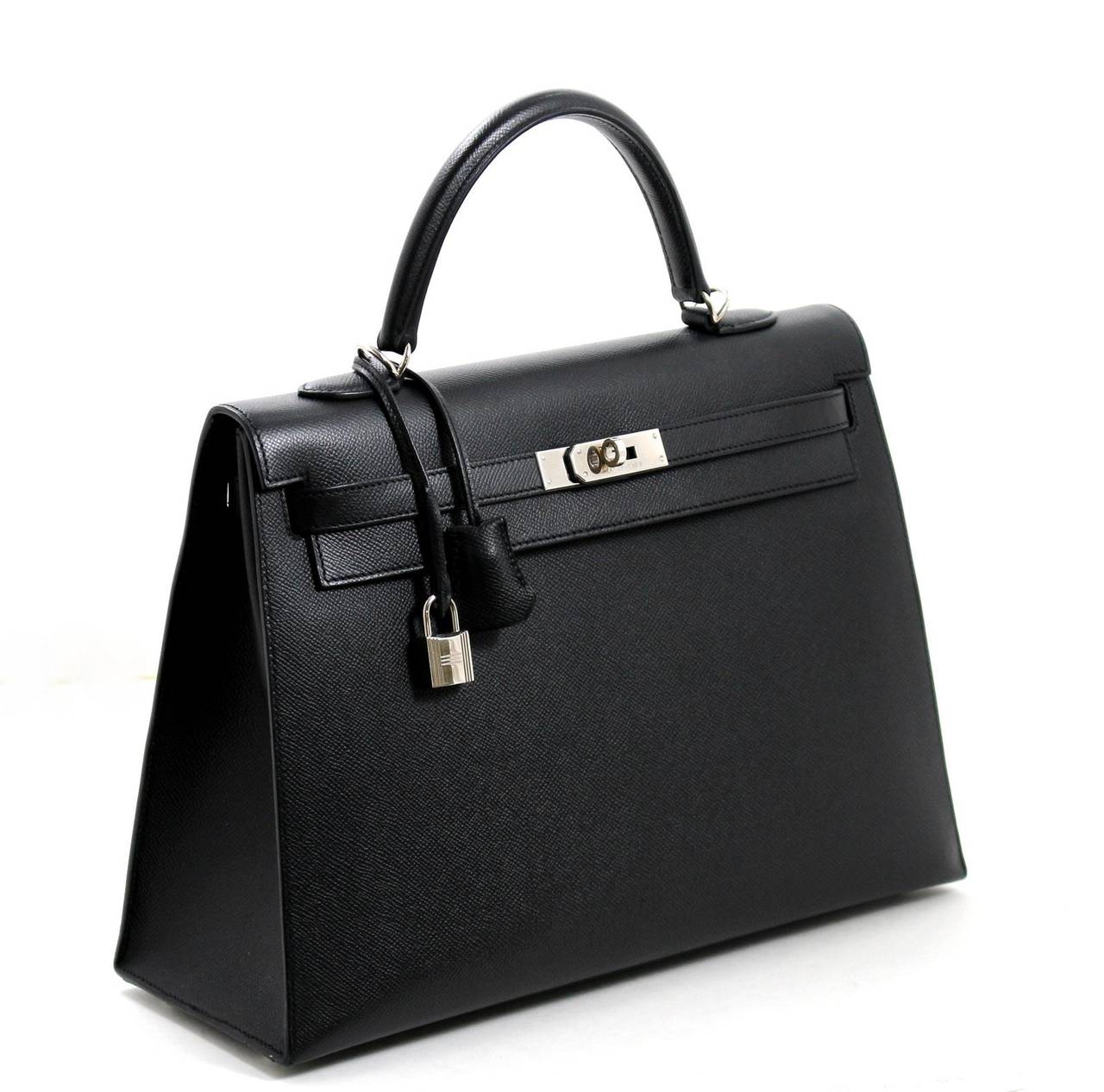 Hermès 35 cm Black Epsom Kelly Bag PHW In Excellent Condition In New York City & Hamptons, NY