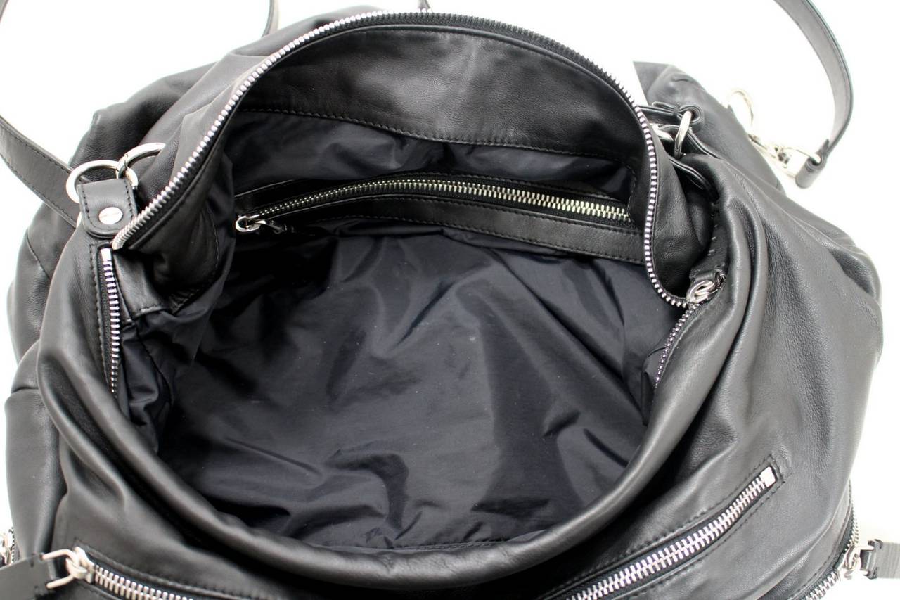 Women's or Men's Marni Black Lambskin Three Pocket Convertible Backpack