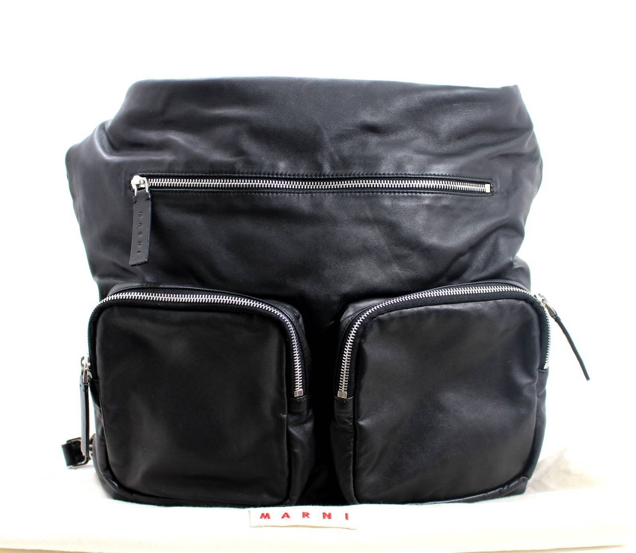 Marni Black Lambskin Three Pocket Convertible Backpack 3