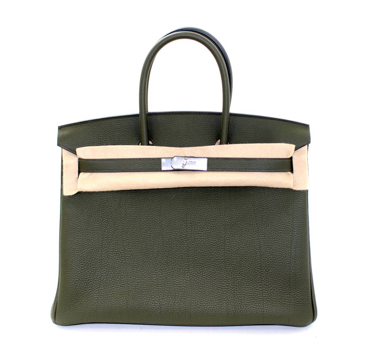 Hermès Vert Olive Togo Leather 35 cm Birkin Bag PHW 6